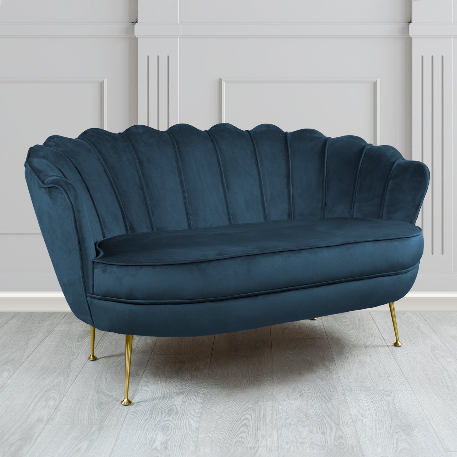 Olivia 2 Seater Shell Sofa in Cristina Marrone Passione Velvet Fabric