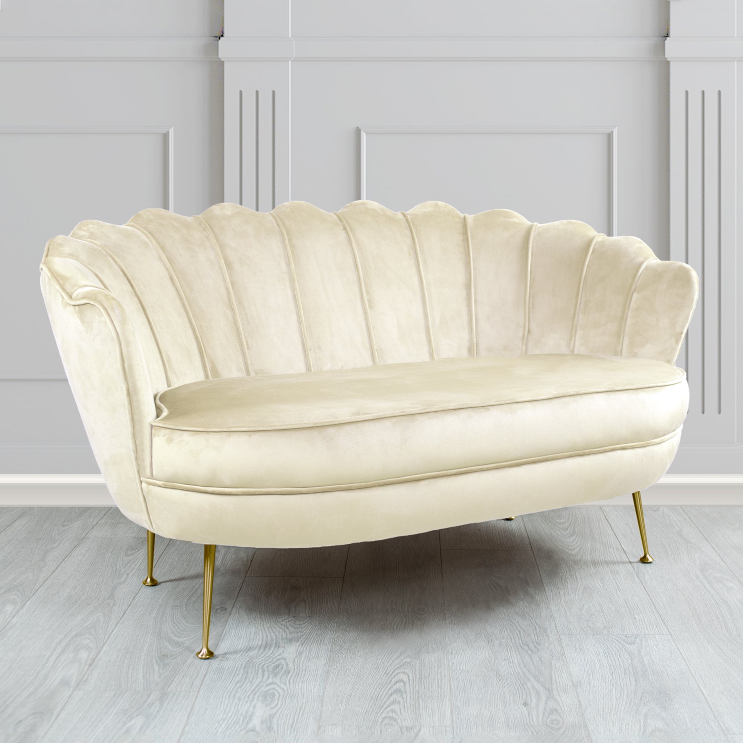 Olivia 2 Seater Shell Sofa in Cristina Marrone Passione Velvet Fabric