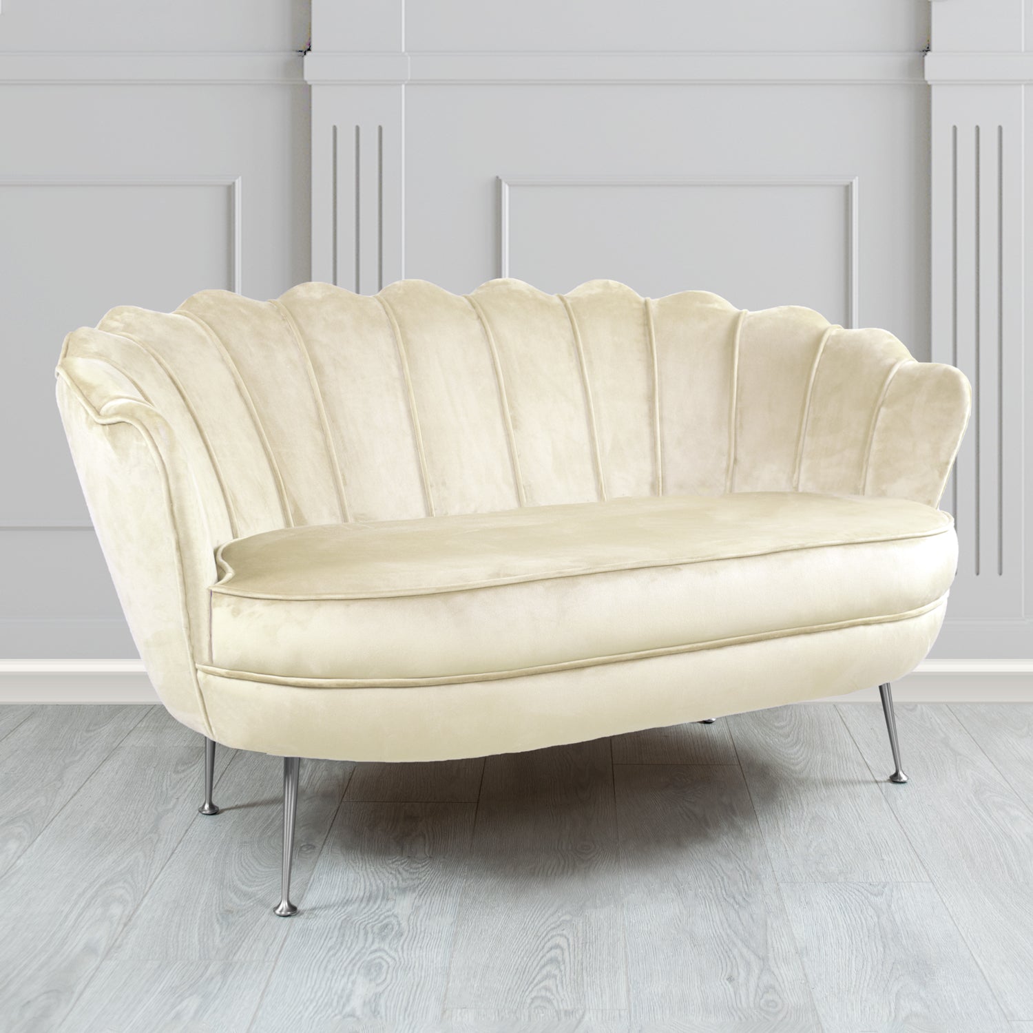 Olivia 2 Seater Shell Sofa in Cristina Marrone Passione Velvet Fabric