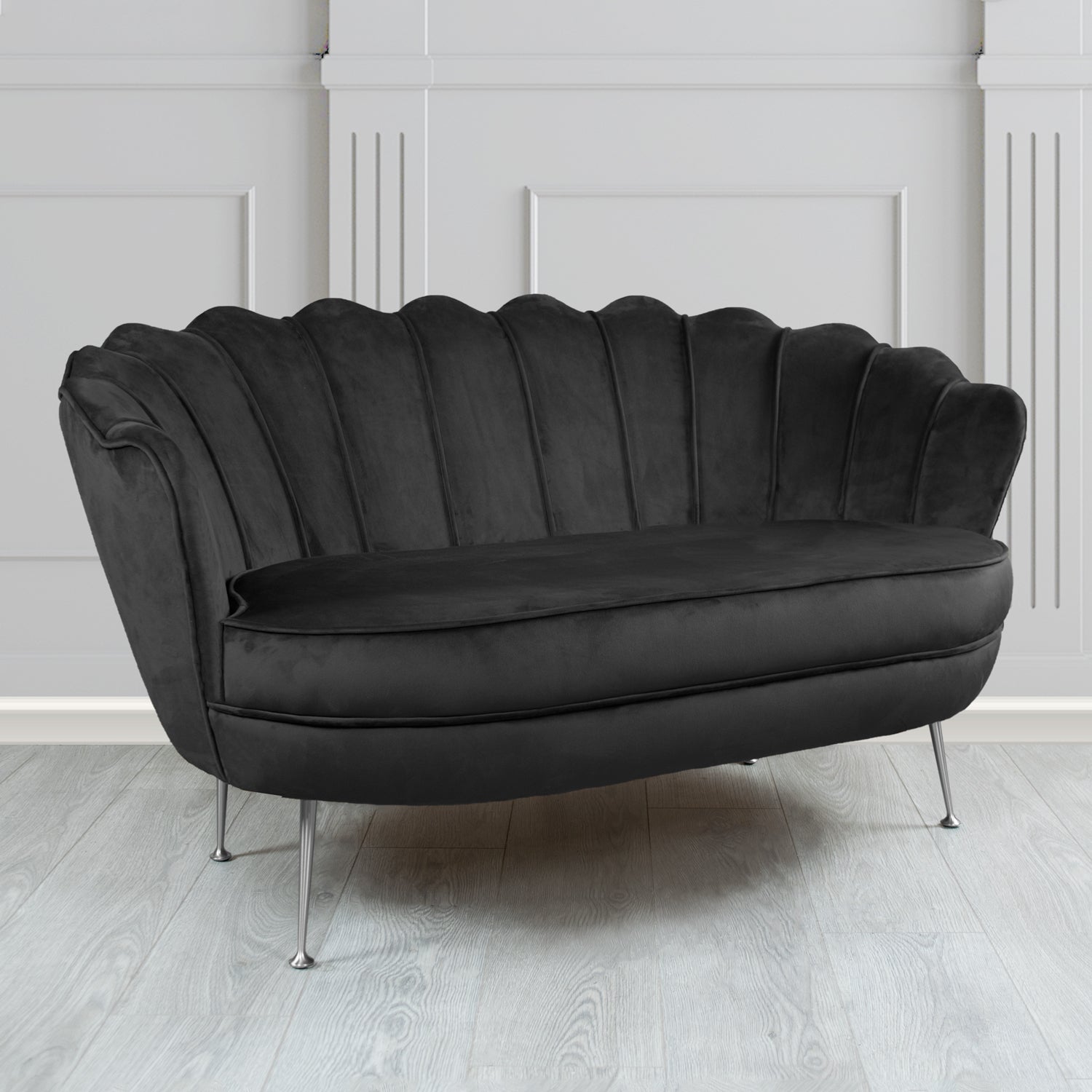 Olivia 2 Seater Shell Sofa in Cristina Marrone Passione Velvet Fabric