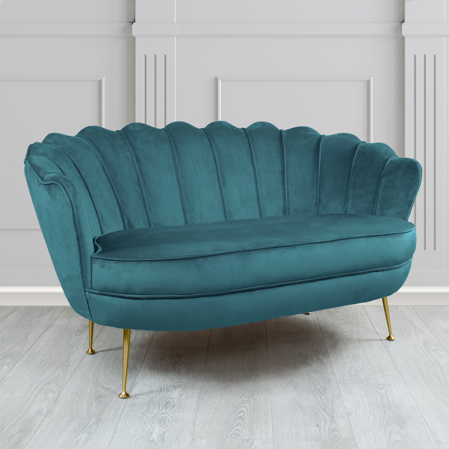 Olivia 2 Seater Shell Sofa in Cristina Marrone Passione Velvet Fabric
