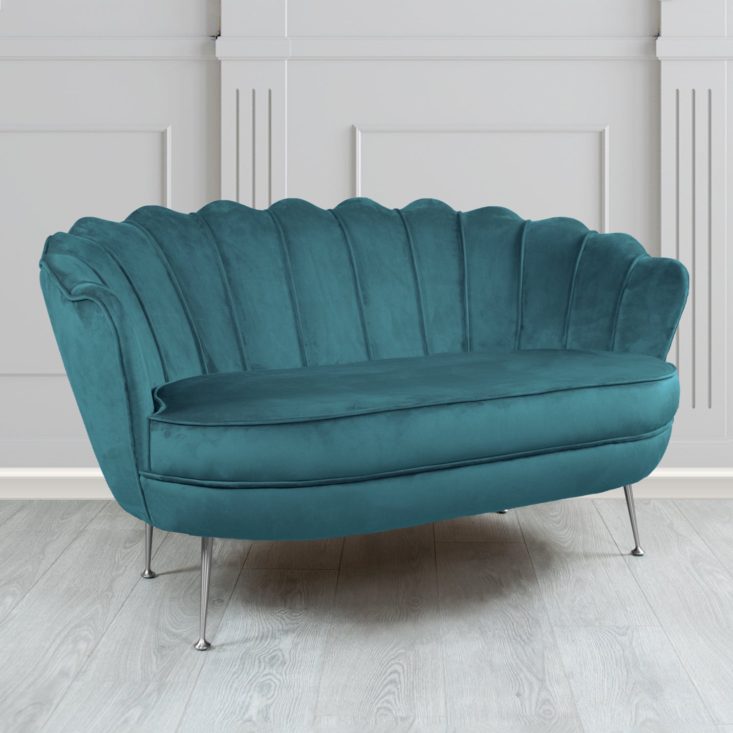 Olivia 2 Seater Shell Sofa in Cristina Marrone Passione Velvet Fabric