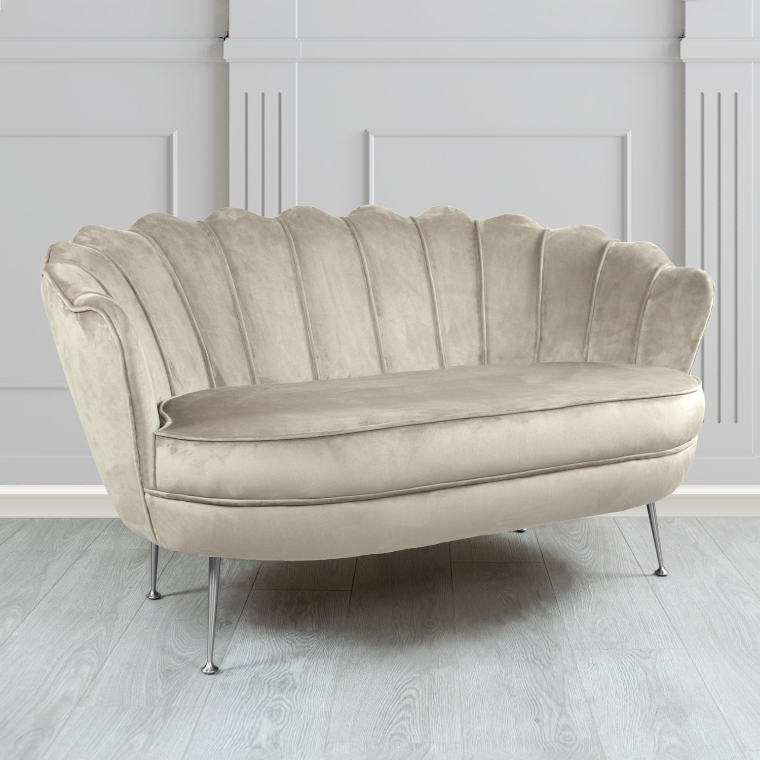 Olivia 2 Seater Shell Sofa in Cristina Marrone Passione Velvet Fabric