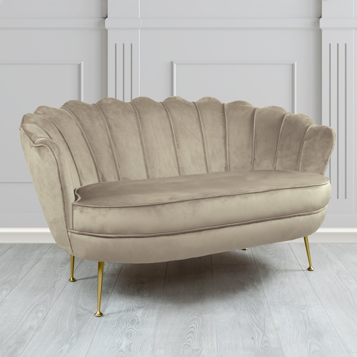 Olivia 2 Seater Shell Sofa in Cristina Marrone Passione Velvet Fabric