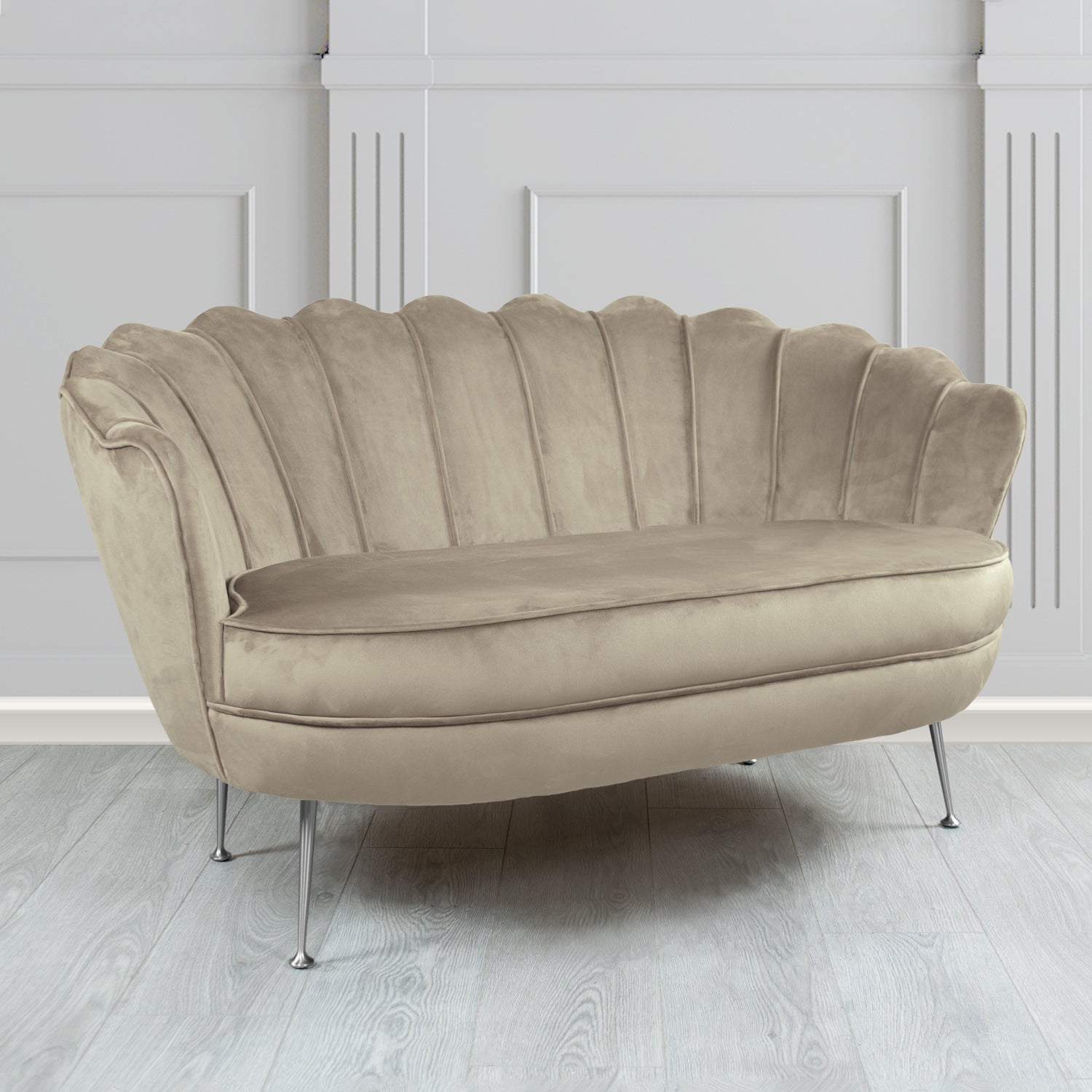 Olivia 2 Seater Shell Sofa in Cristina Marrone Passione Velvet Fabric