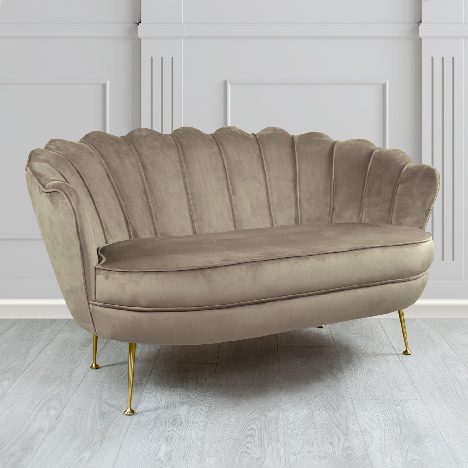 Olivia 2 Seater Shell Sofa in Cristina Marrone Passione Velvet Fabric