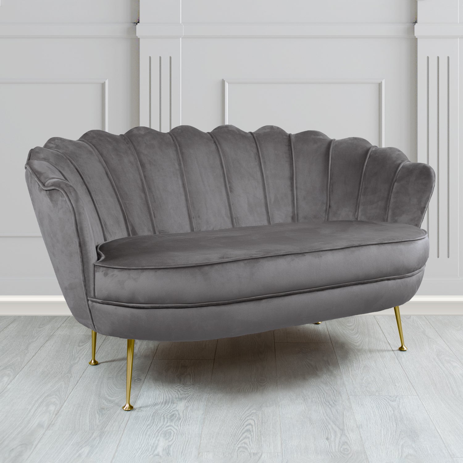Olivia 2 Seater Shell Sofa in Cristina Marrone Passione Velvet Fabric