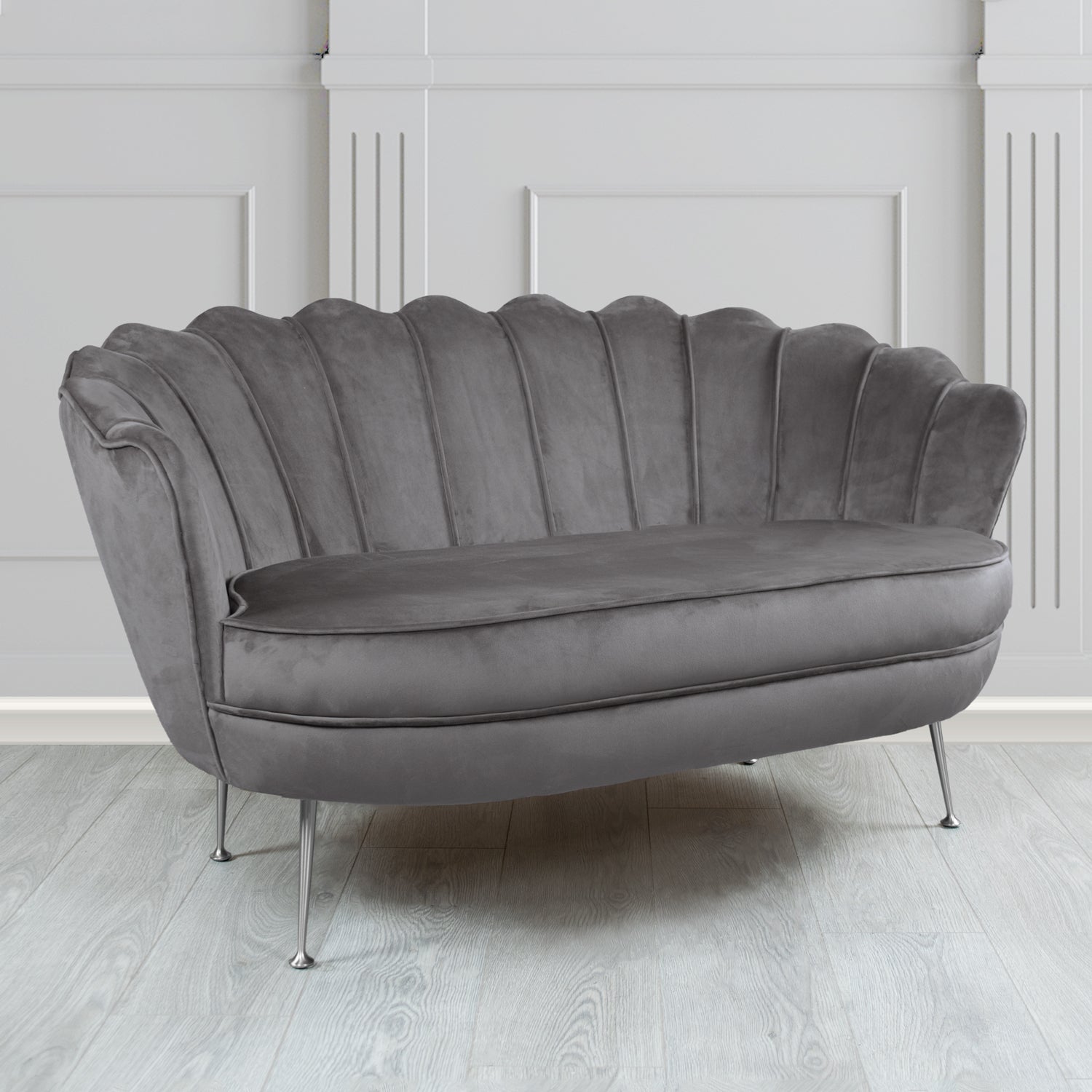Olivia 2 Seater Shell Sofa in Cristina Marrone Passione Velvet Fabric