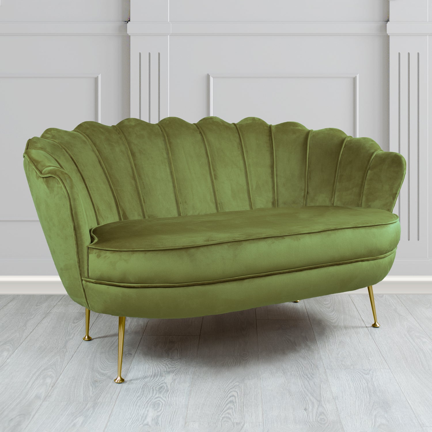 Olivia 2 Seater Shell Sofa in Cristina Marrone Passione Velvet Fabric