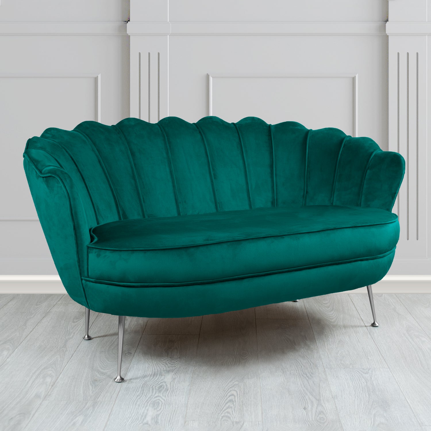 Olivia 2 Seater Shell Sofa in Cristina Marrone Passione Velvet Fabric