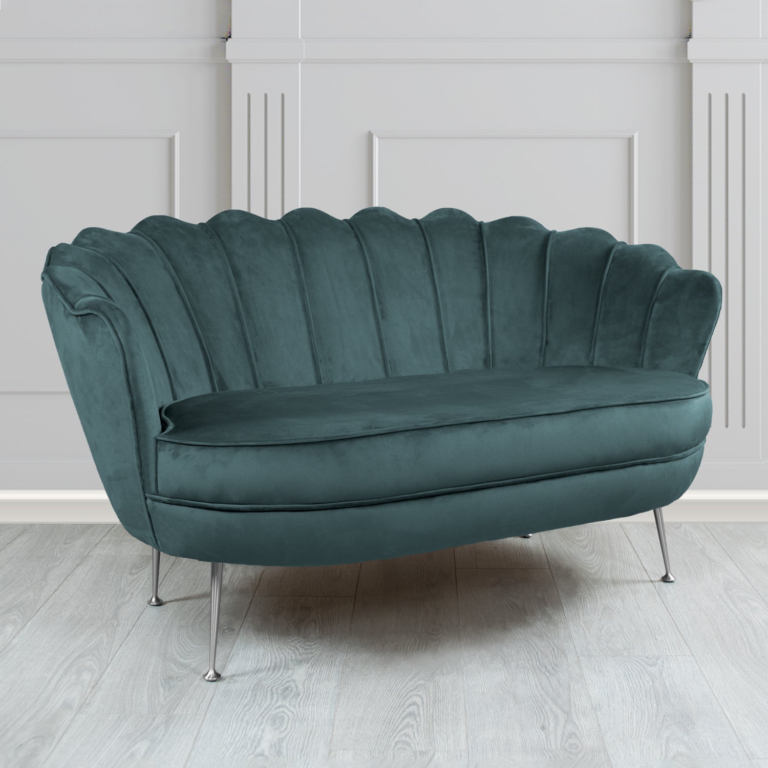 Olivia 2 Seater Shell Sofa in Cristina Marrone Passione Velvet Fabric