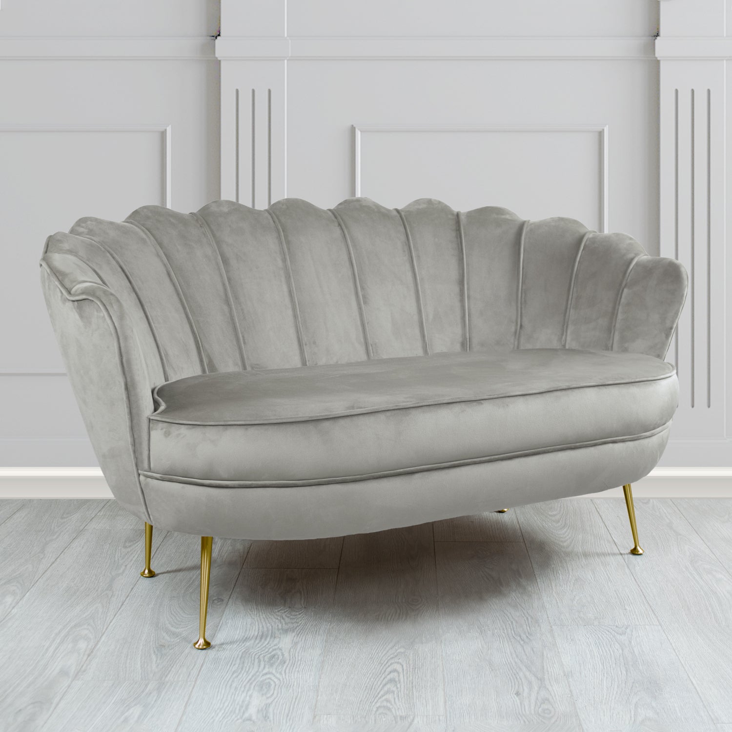 Olivia 2 Seater Shell Sofa in Cristina Marrone Passione Velvet Fabric