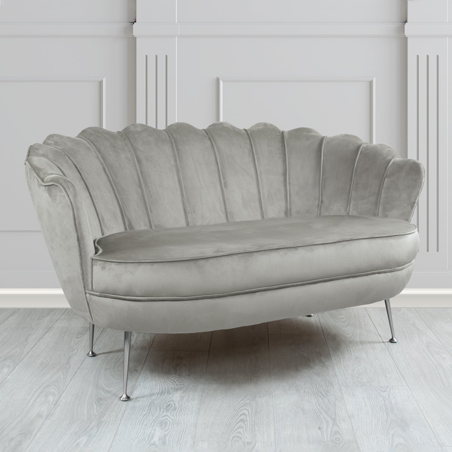 Olivia 2 Seater Shell Sofa in Cristina Marrone Passione Velvet Fabric