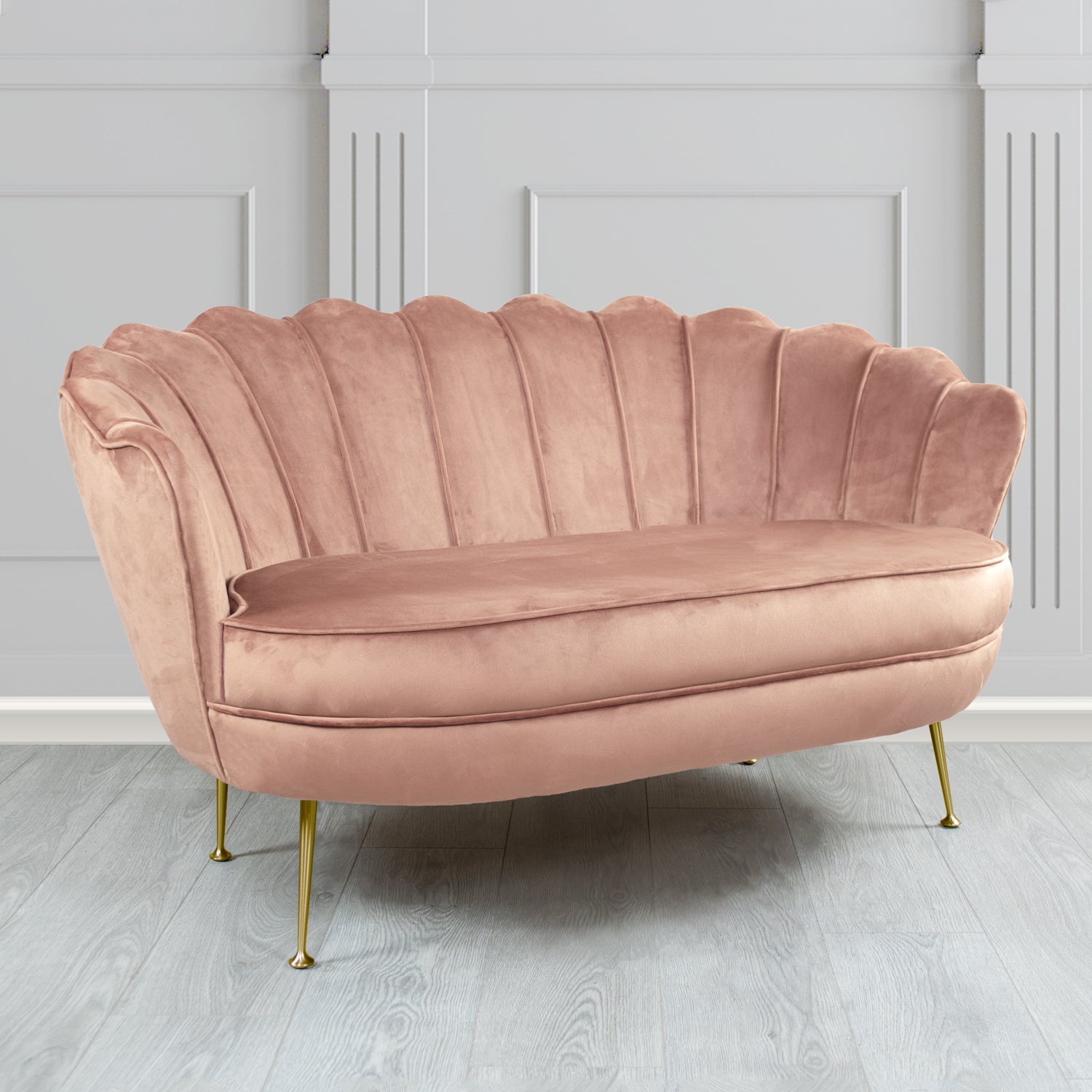 Olivia 2 Seater Shell Sofa in Cristina Marrone Passione Velvet Fabric