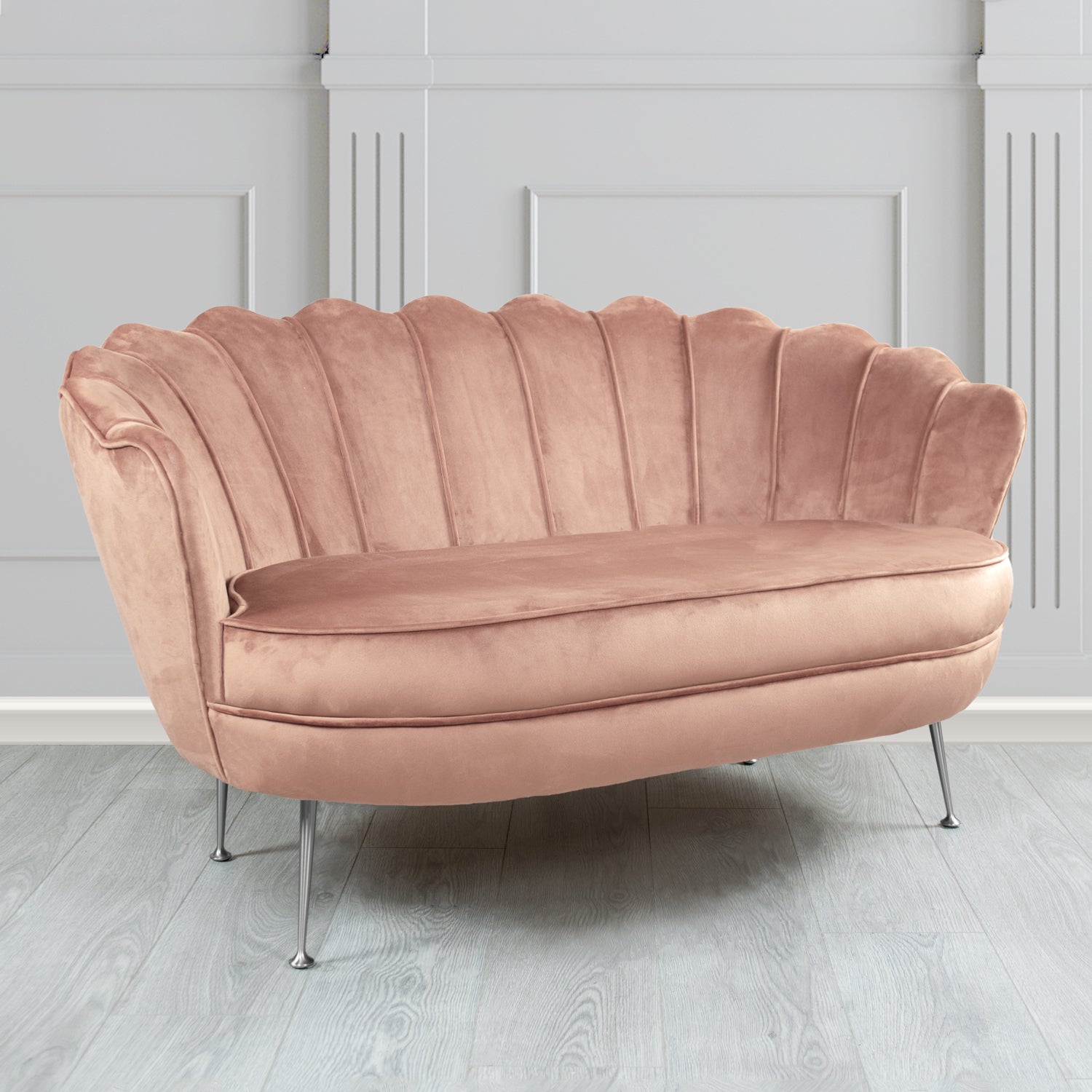 Olivia 2 Seater Shell Sofa in Cristina Marrone Passione Velvet Fabric