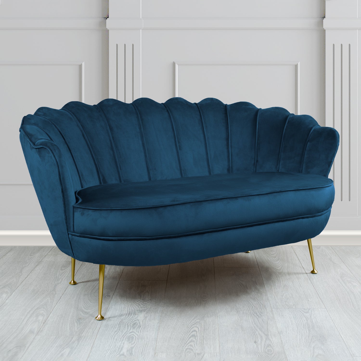 Olivia 2 Seater Shell Sofa in Cristina Marrone Passione Velvet Fabric