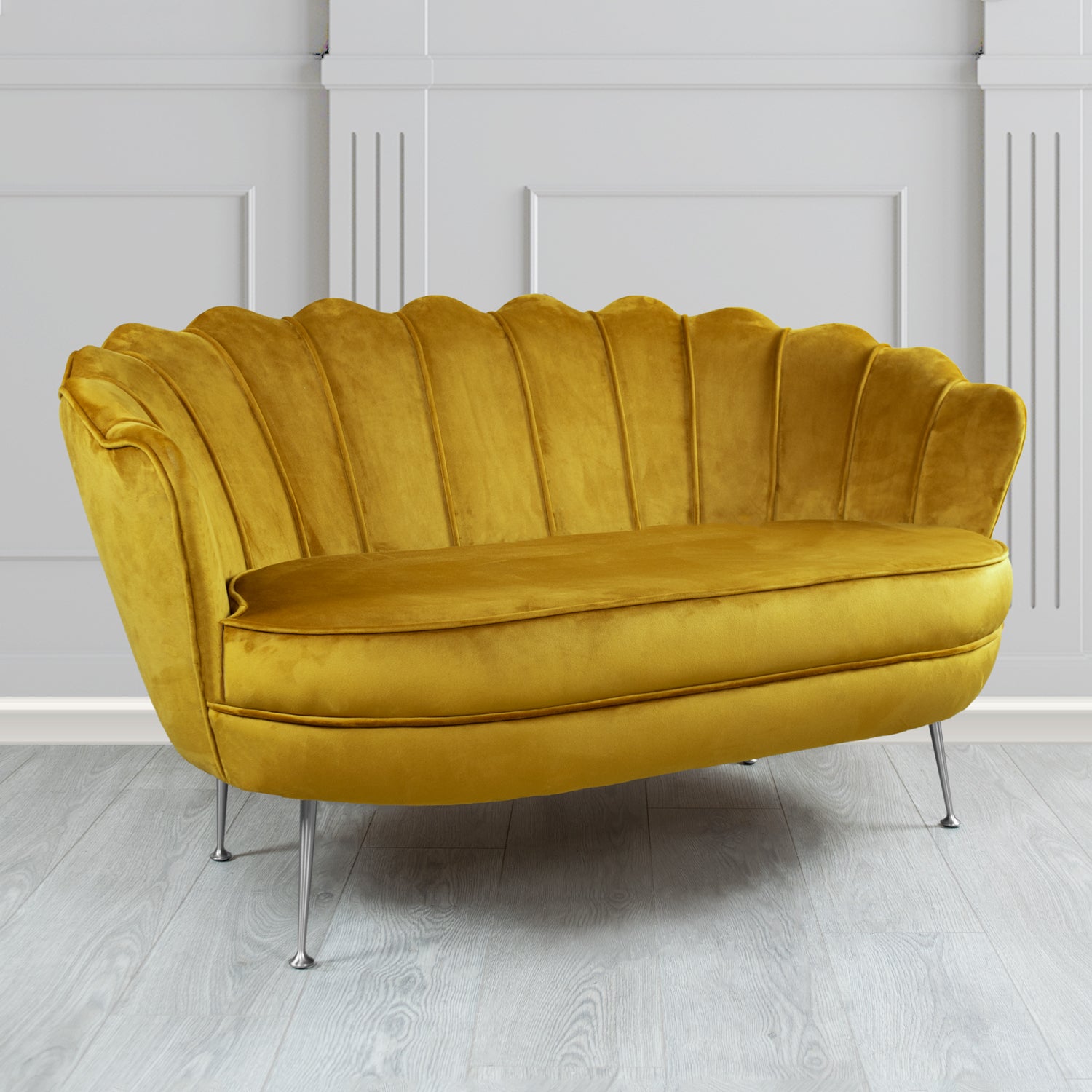 Olivia 2 Seater Shell Sofa in Cristina Marrone Passione Velvet Fabric