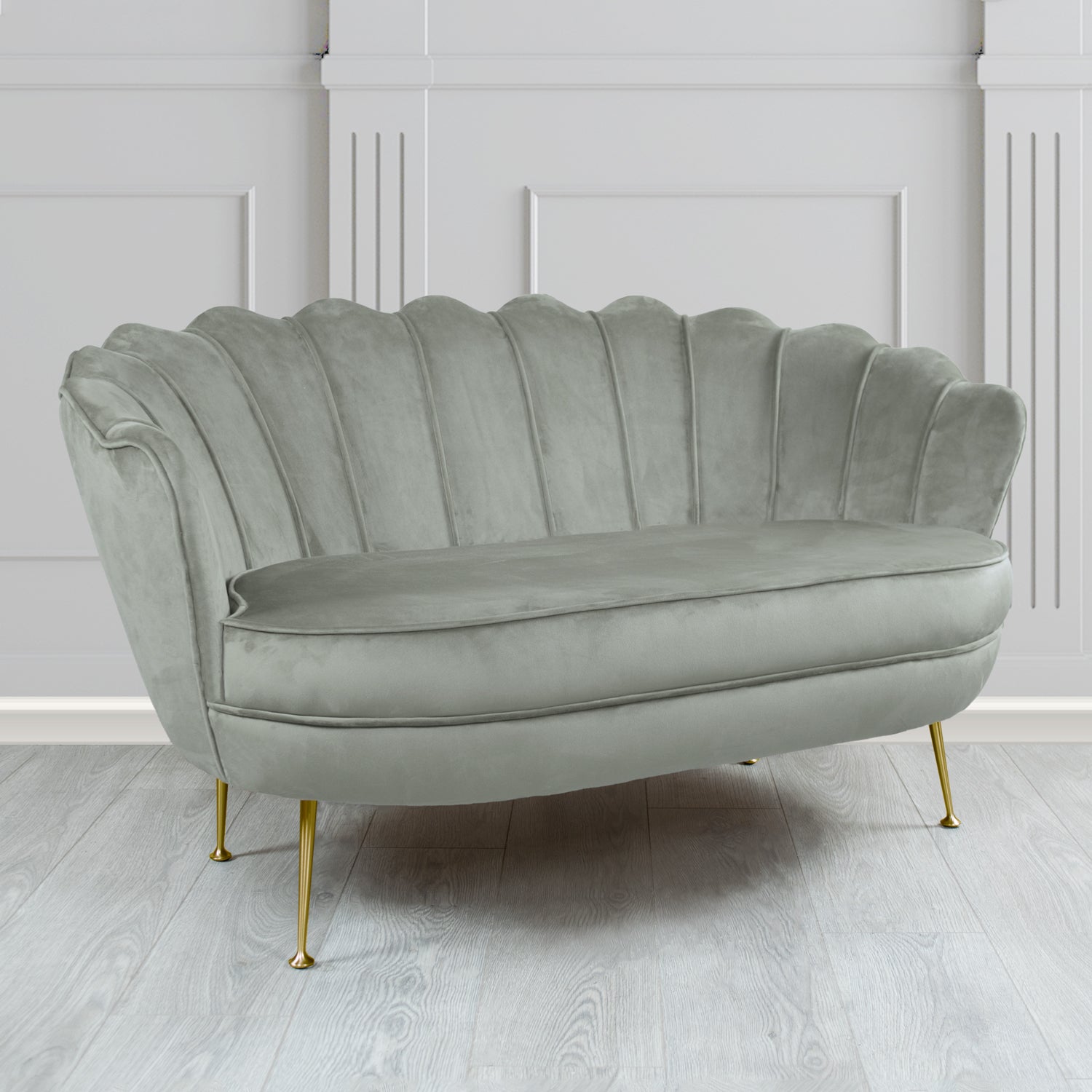 Olivia 2 Seater Shell Sofa in Cristina Marrone Passione Velvet Fabric