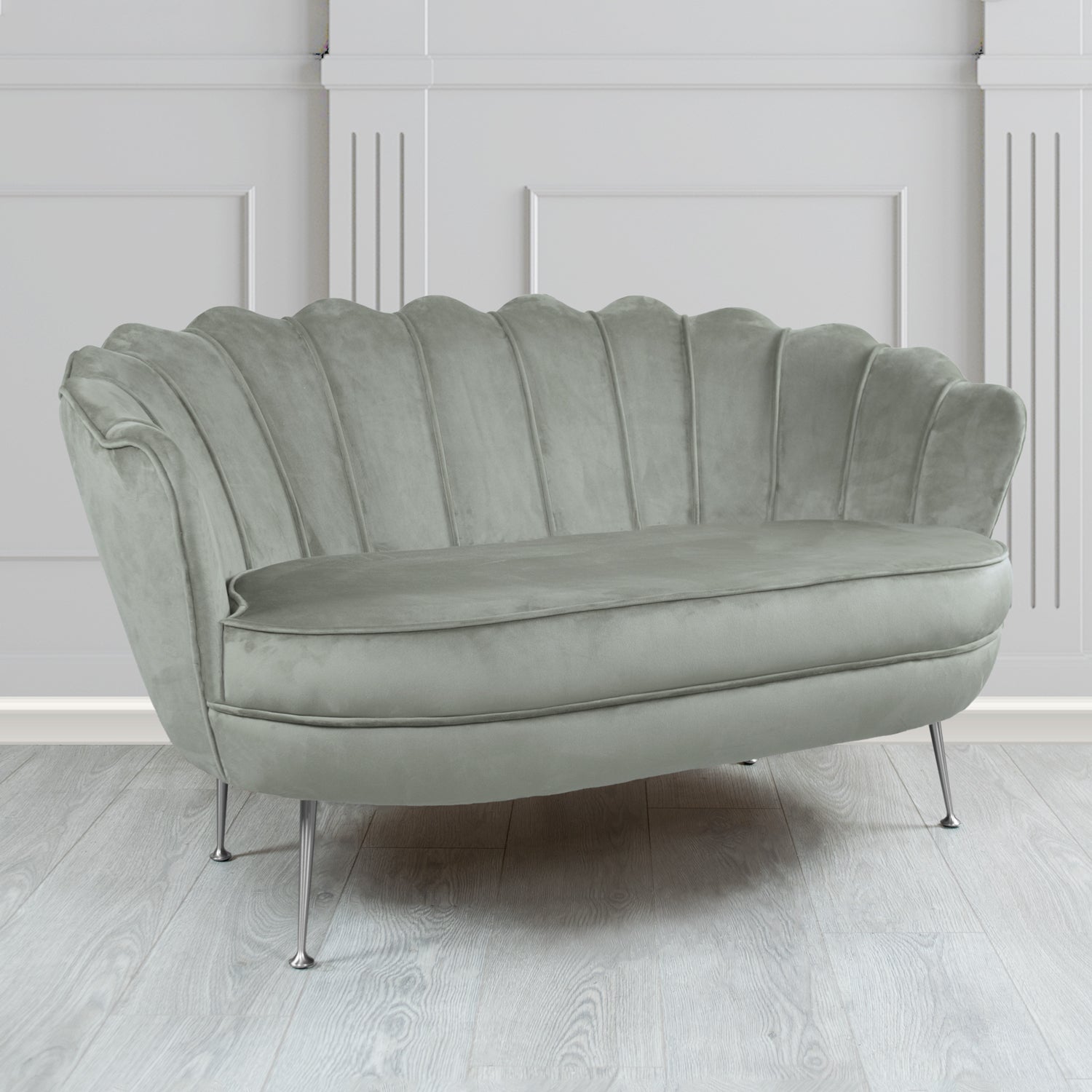 Olivia 2 Seater Shell Sofa in Cristina Marrone Passione Velvet Fabric