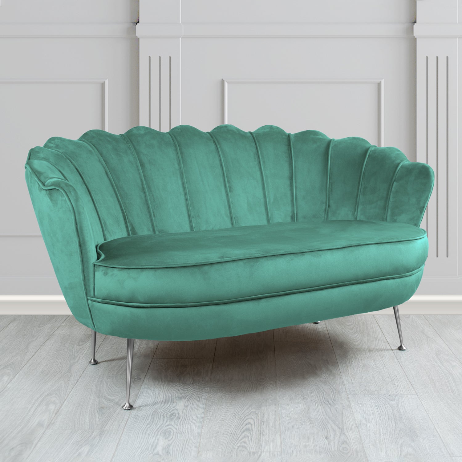 Olivia 2 Seater Shell Sofa in Cristina Marrone Passione Velvet Fabric