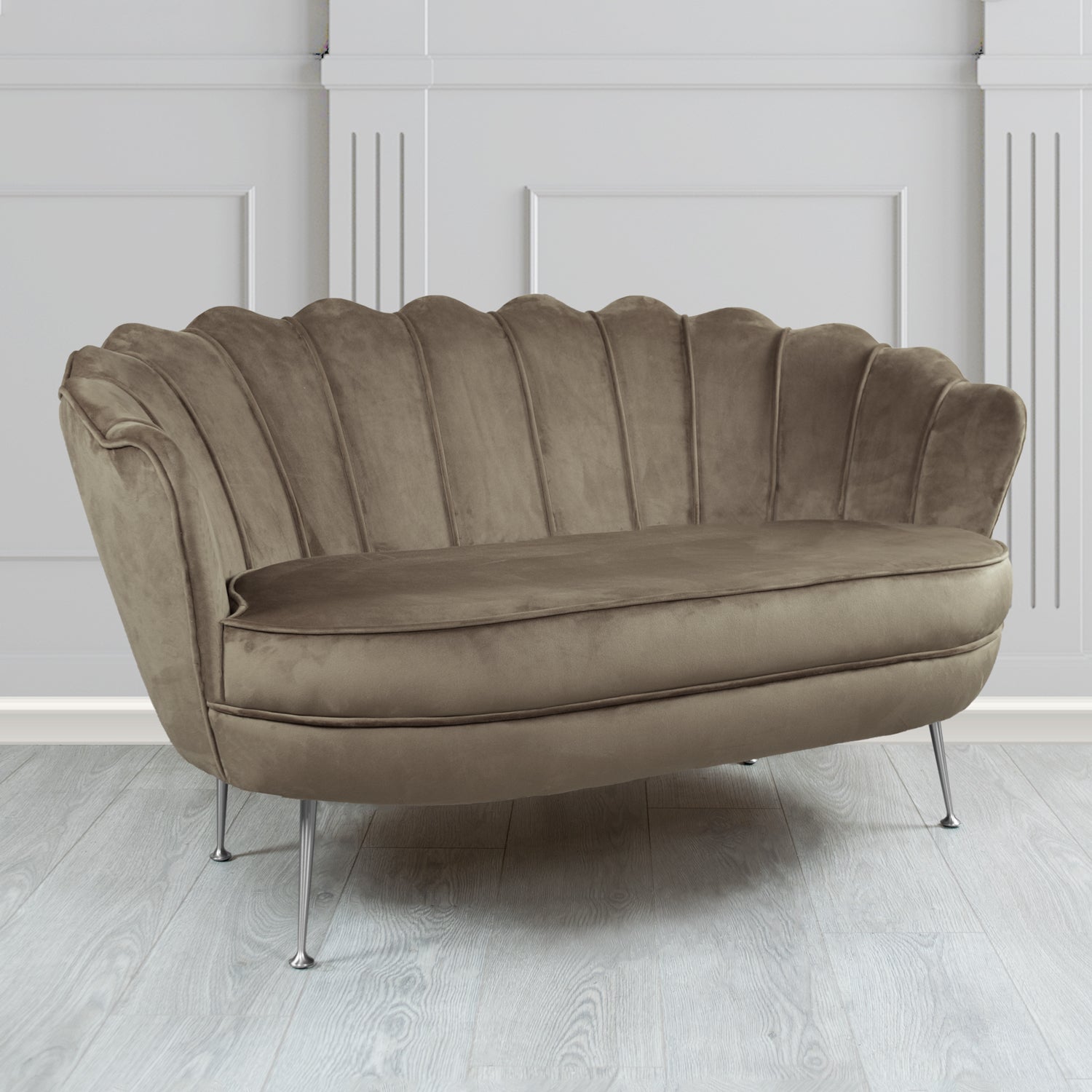 Olivia 2 Seater Shell Sofa in Cristina Marrone Passione Velvet Fabric