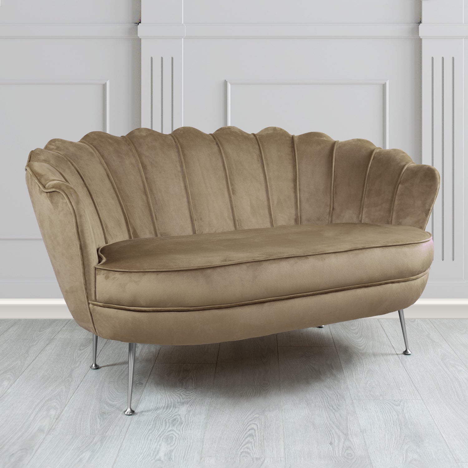 Olivia 2 Seater Shell Sofa in Tubz Monaco Plain Velvet Fabric
