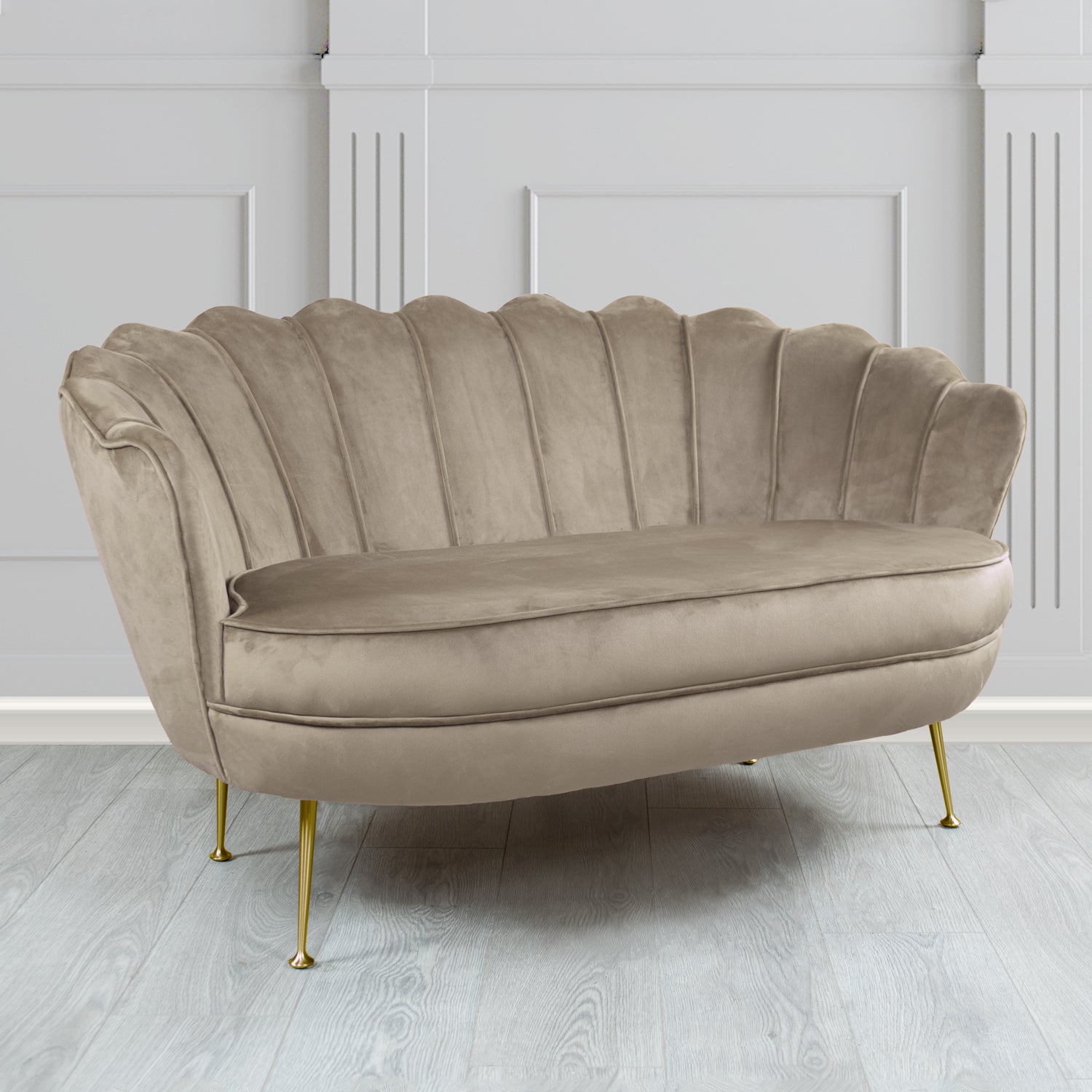 Olivia 2 Seater Shell Sofa in Tubz Monaco Plain Velvet Fabric