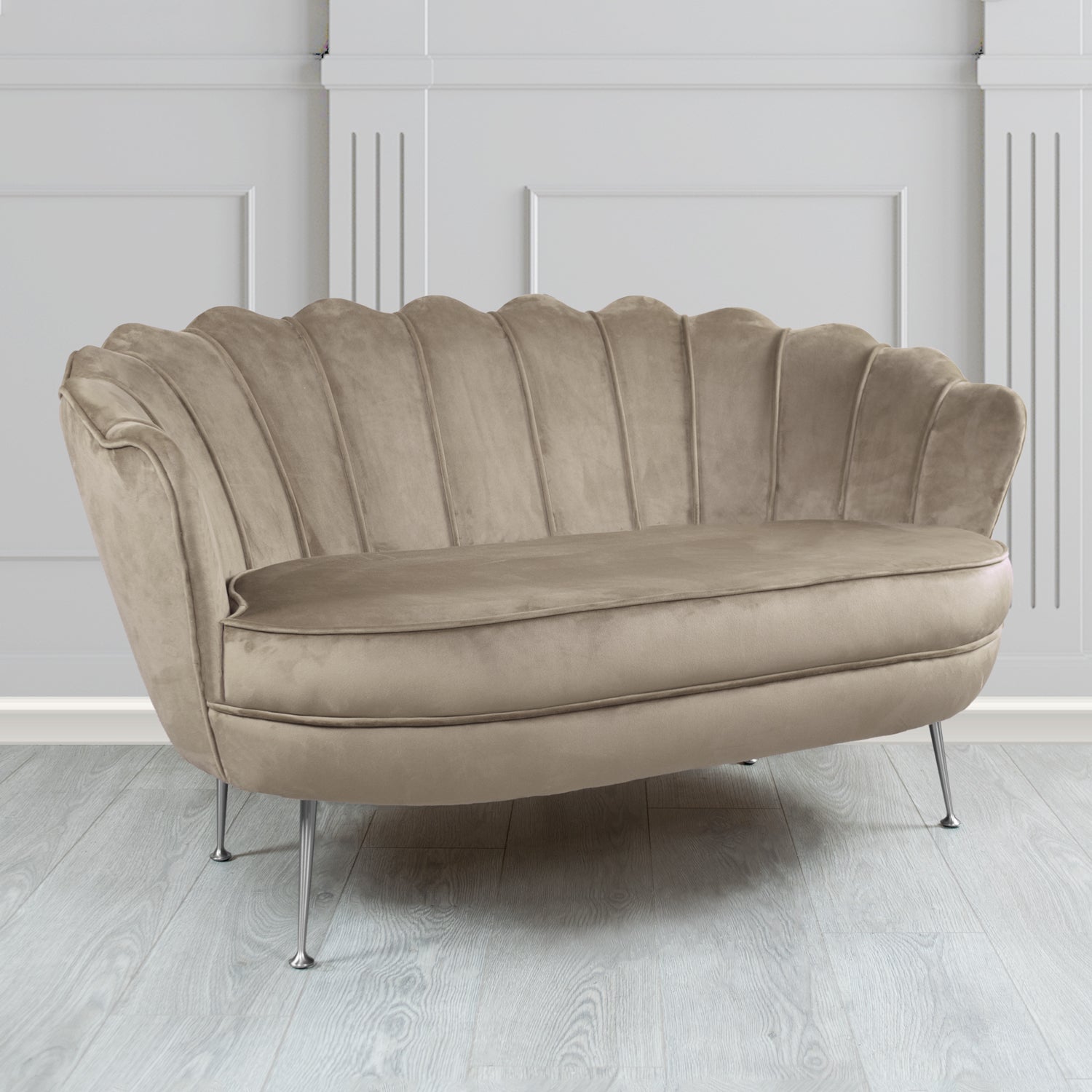 Olivia 2 Seater Shell Sofa in Tubz Monaco Plain Velvet Fabric