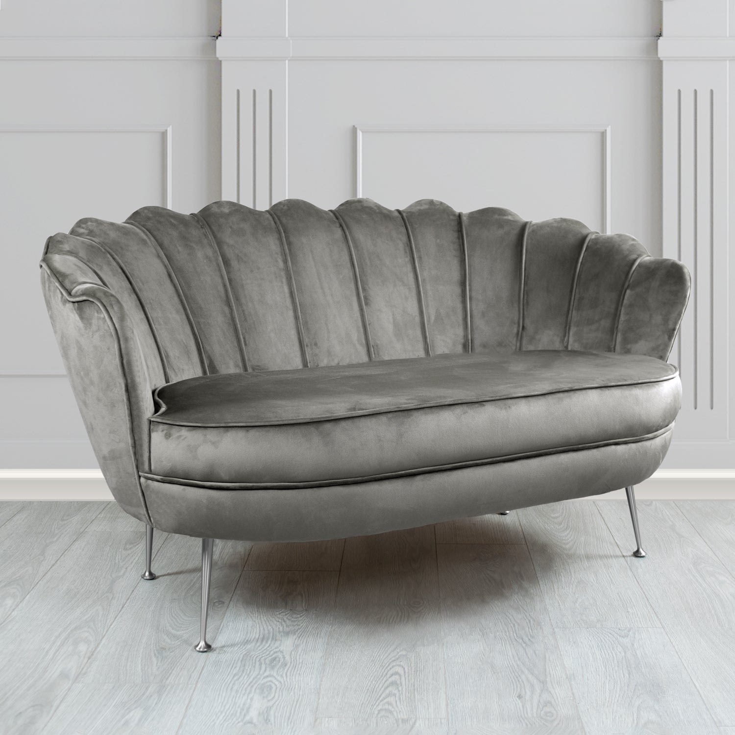 Olivia 2 Seater Shell Sofa in Tubz Monaco Plain Velvet Fabric