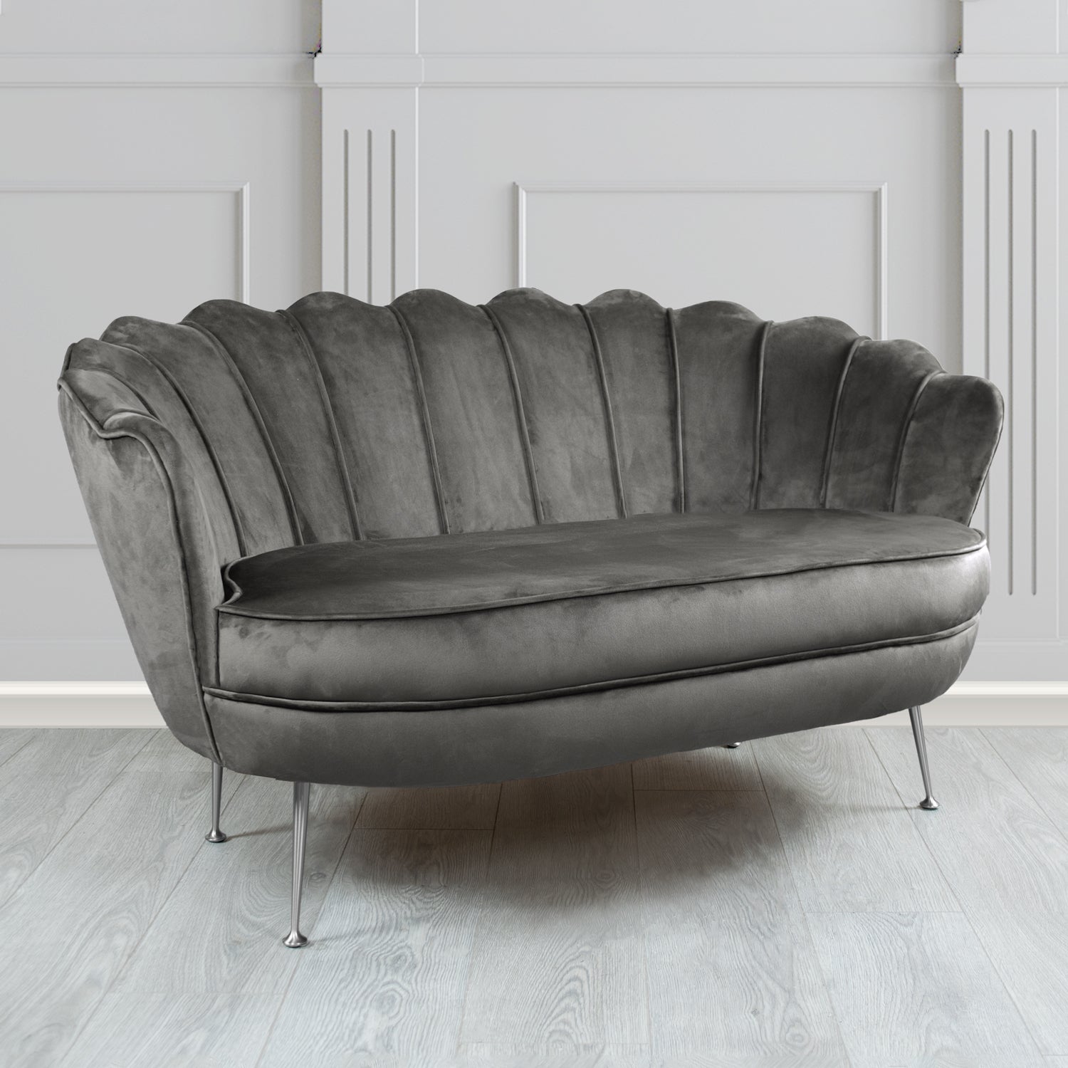 Olivia 2 Seater Shell Sofa in Tubz Monaco Plain Velvet Fabric