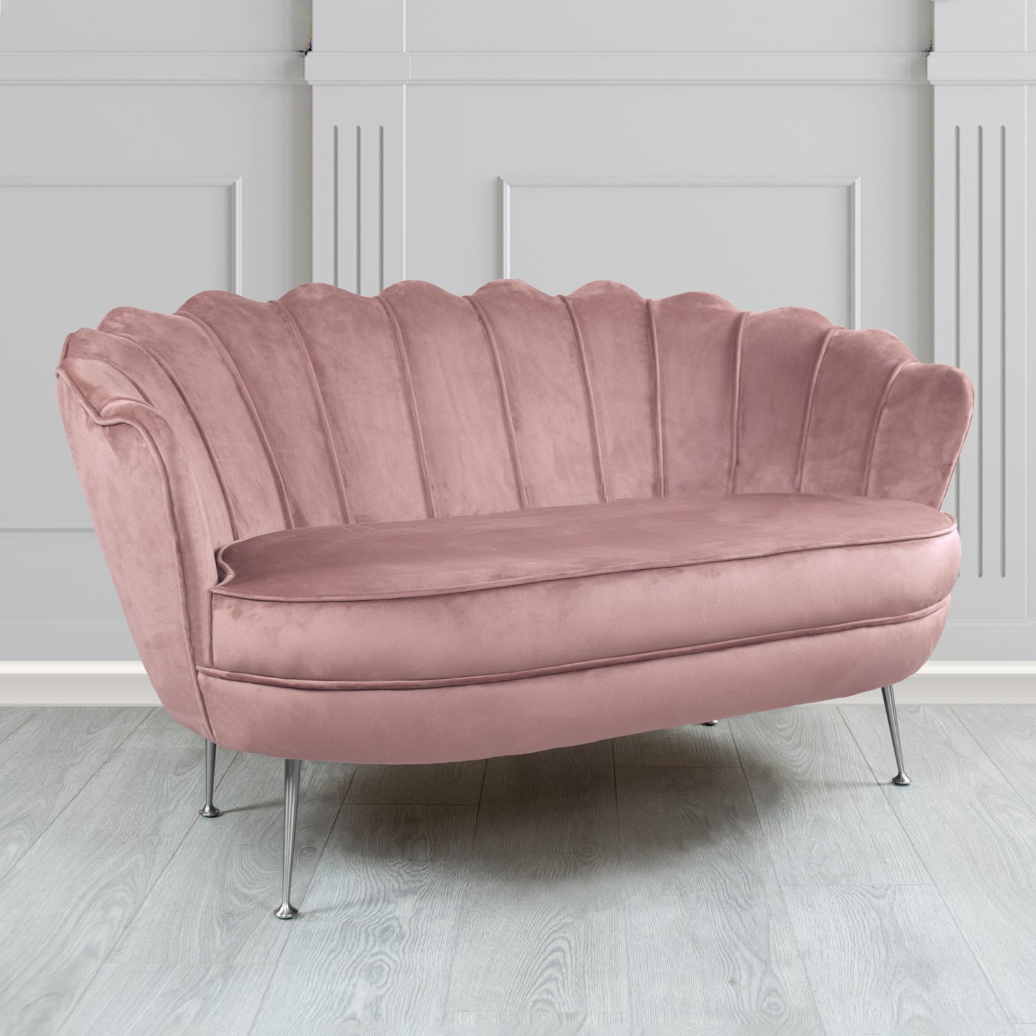 Olivia 2 Seater Shell Sofa in Tubz Monaco Plain Velvet Fabric