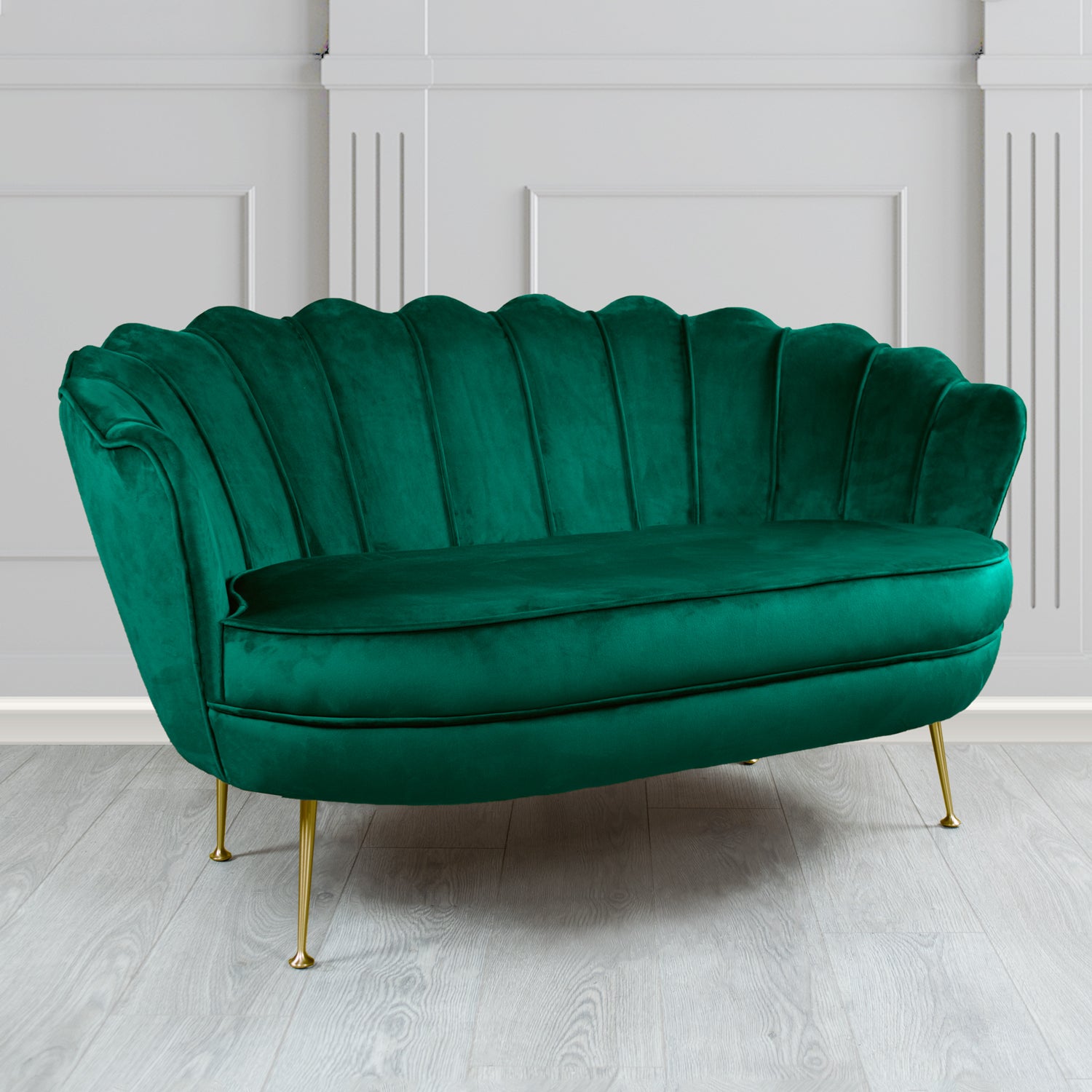 Olivia 2 Seater Shell Sofa in Tubz Monaco Plain Velvet Fabric