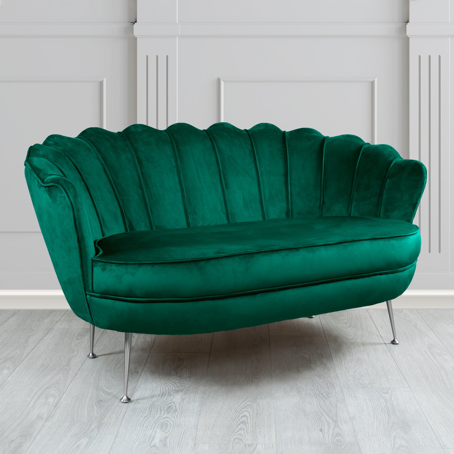 Olivia 2 Seater Shell Sofa in Tubz Monaco Plain Velvet Fabric