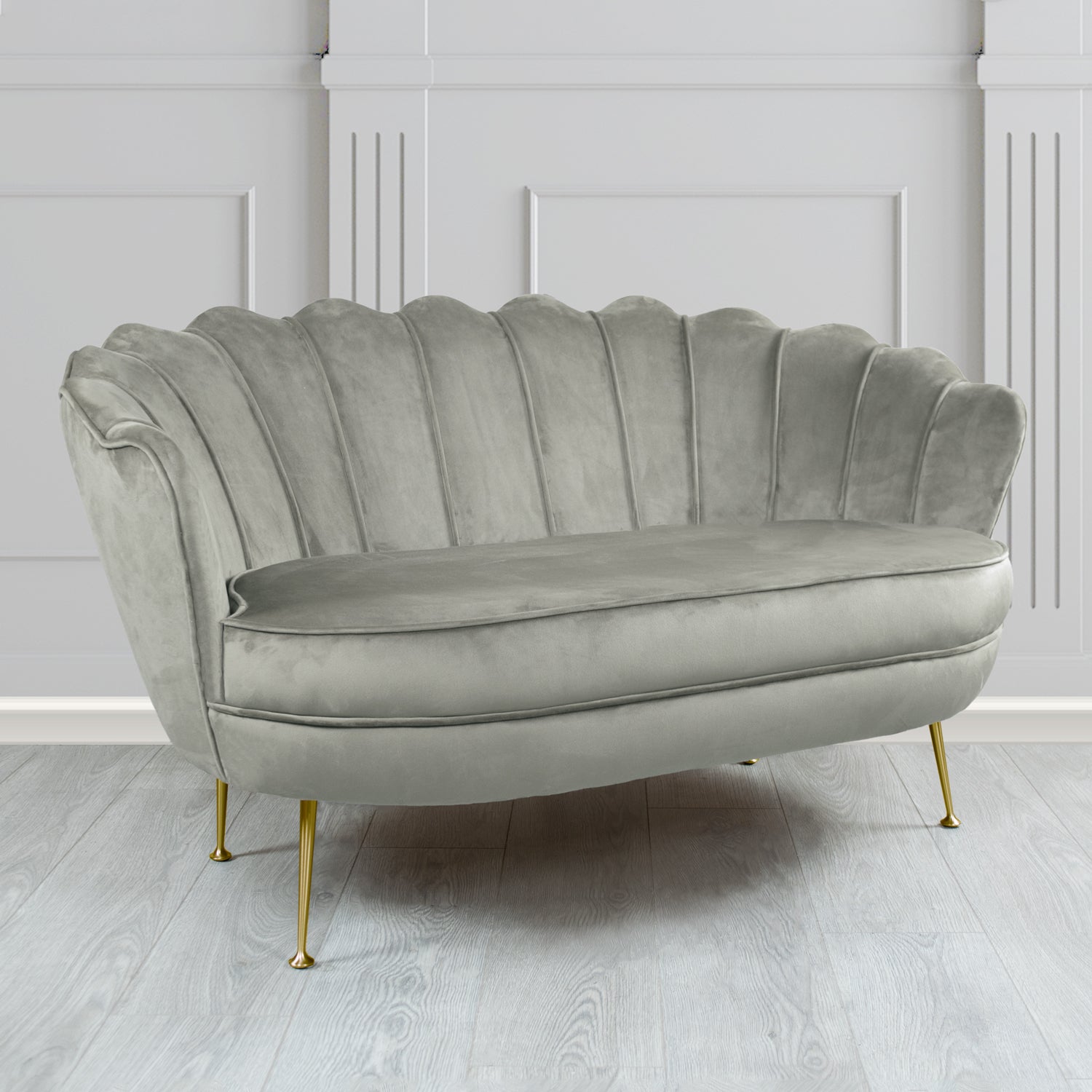 Olivia 2 Seater Shell Sofa in Tubz Monaco Plain Velvet Fabric
