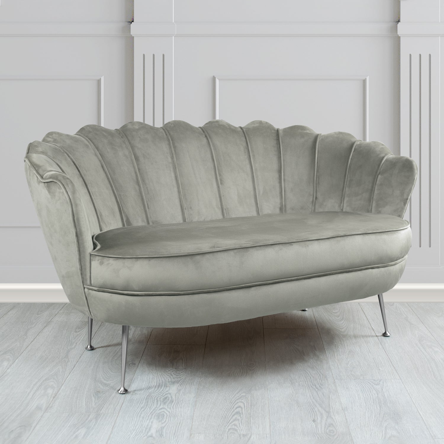 Olivia 2 Seater Shell Sofa in Tubz Monaco Plain Velvet Fabric