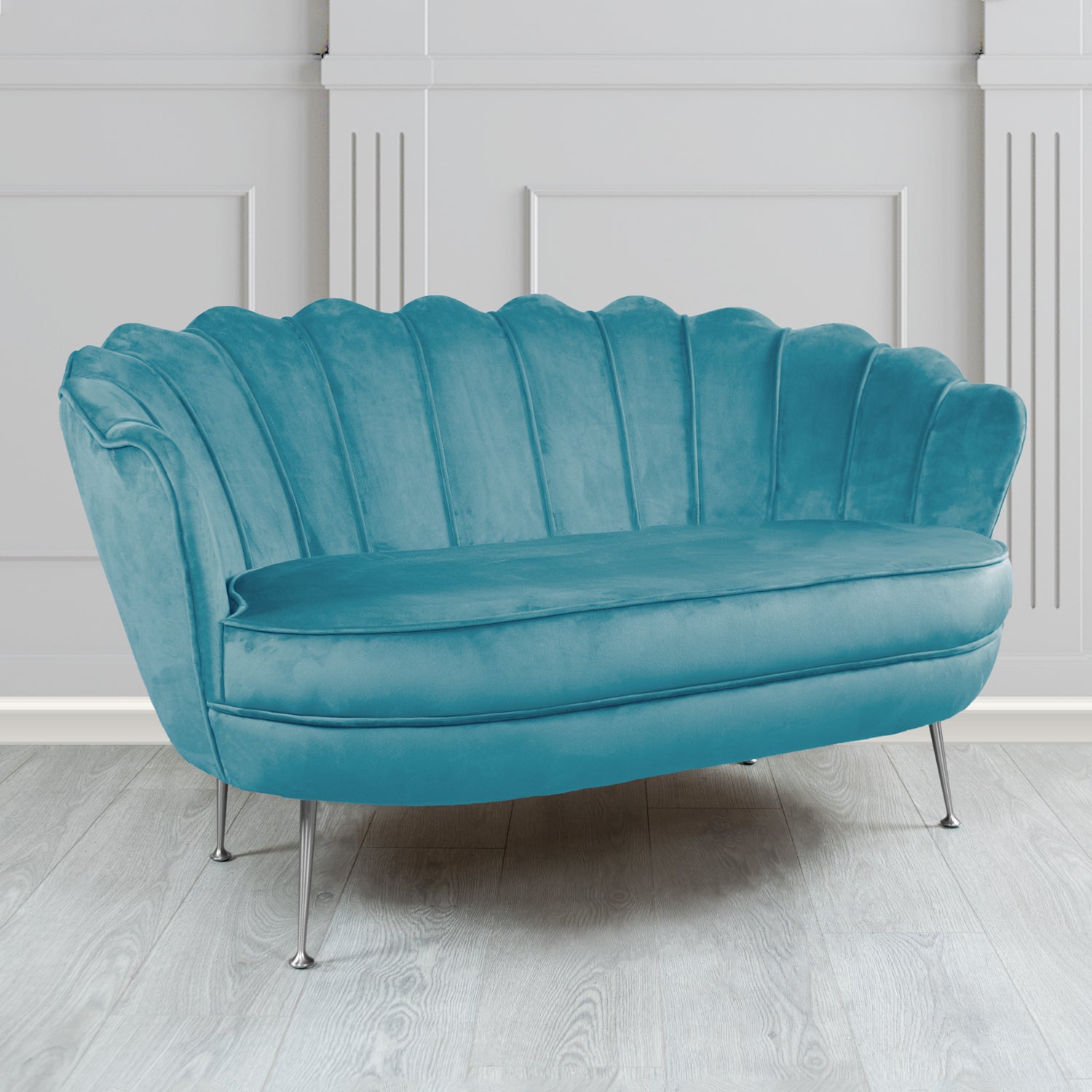 Olivia 2 Seater Shell Sofa in Tubz Monaco Plain Velvet Fabric