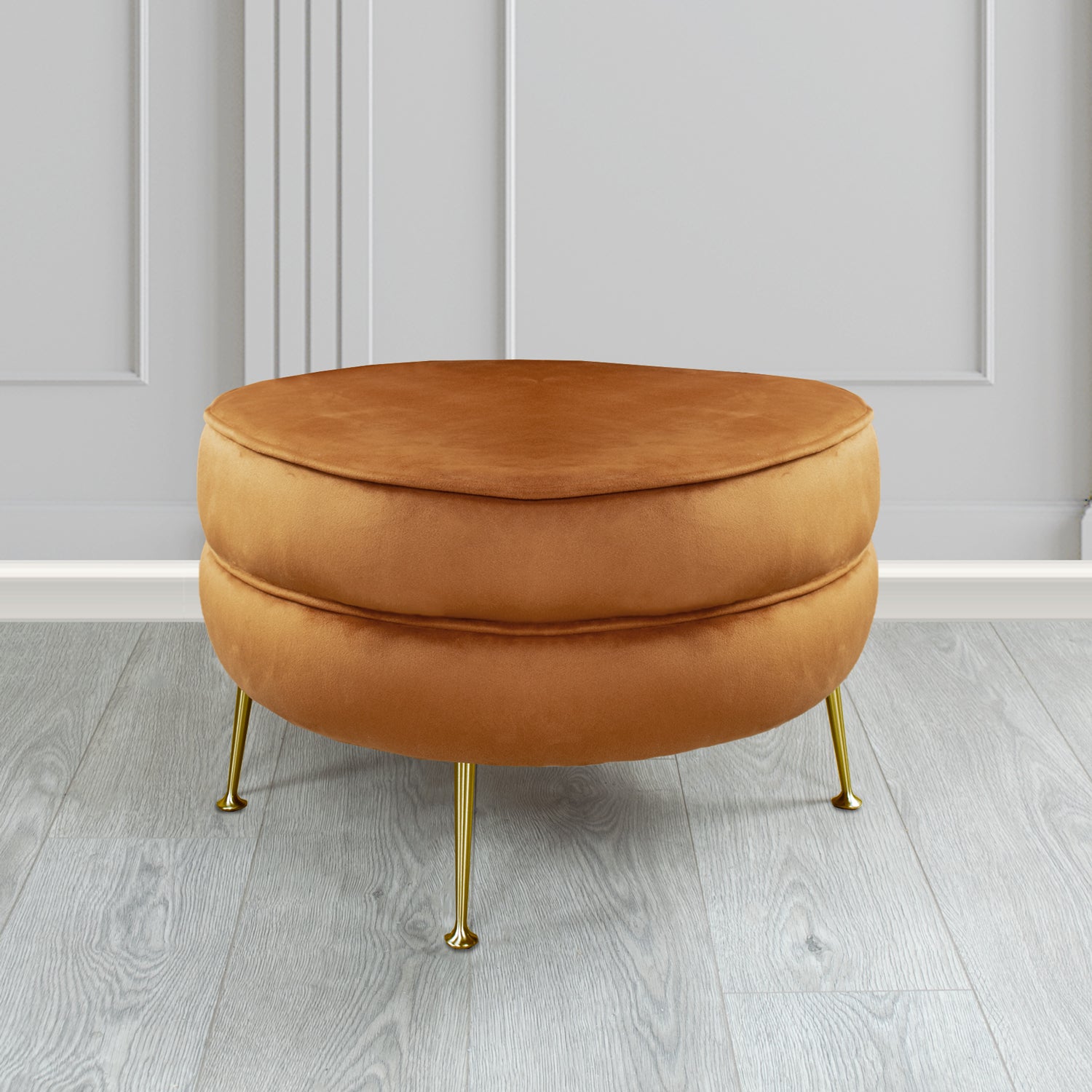 Olivia Footstool in Cristina Marrone Sapore Crib 5 Velvet Fabric