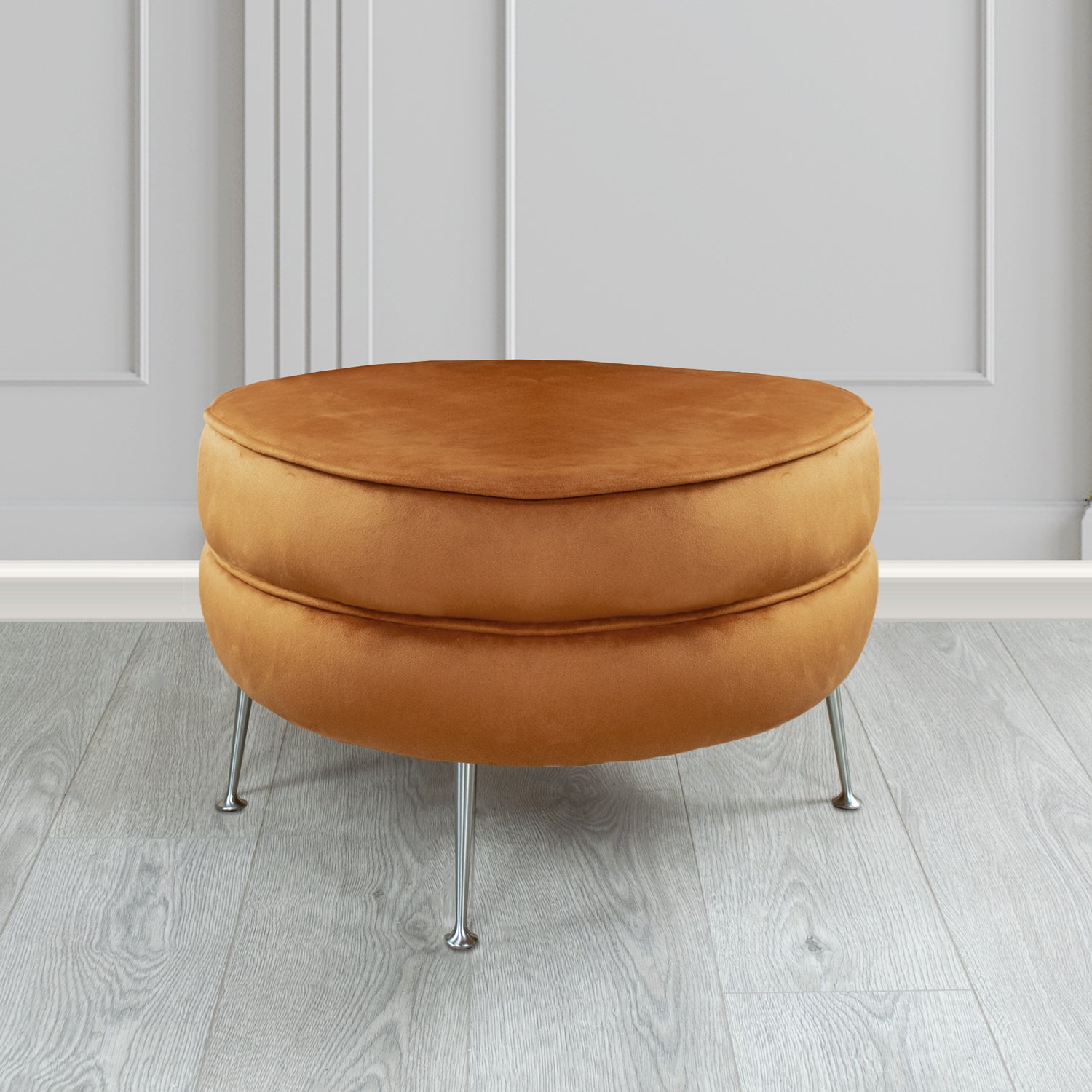 Olivia Footstool in Cristina Marrone Sapore Crib 5 Velvet Fabric