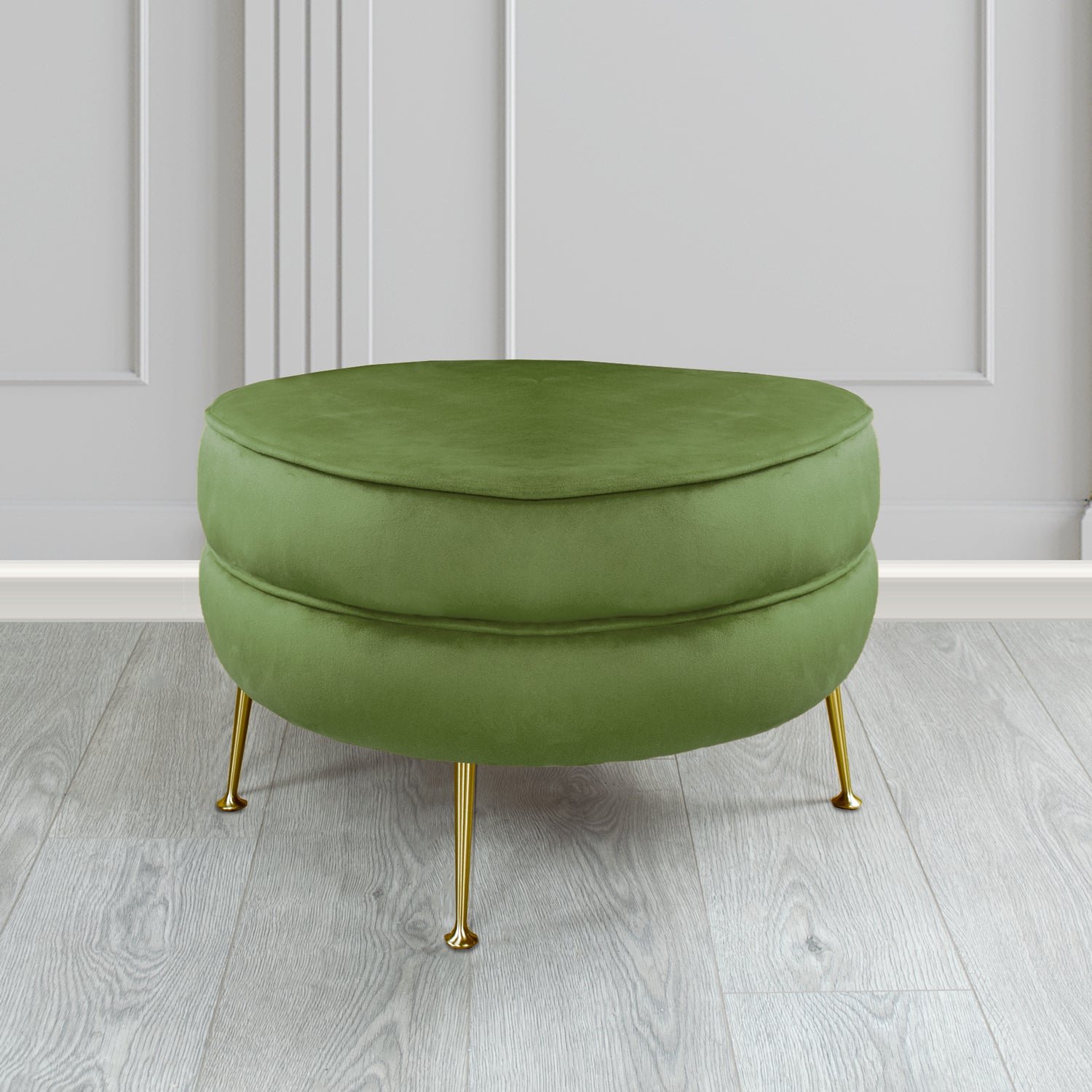 Olivia Footstool in Cristina Marrone Sapore Crib 5 Velvet Fabric
