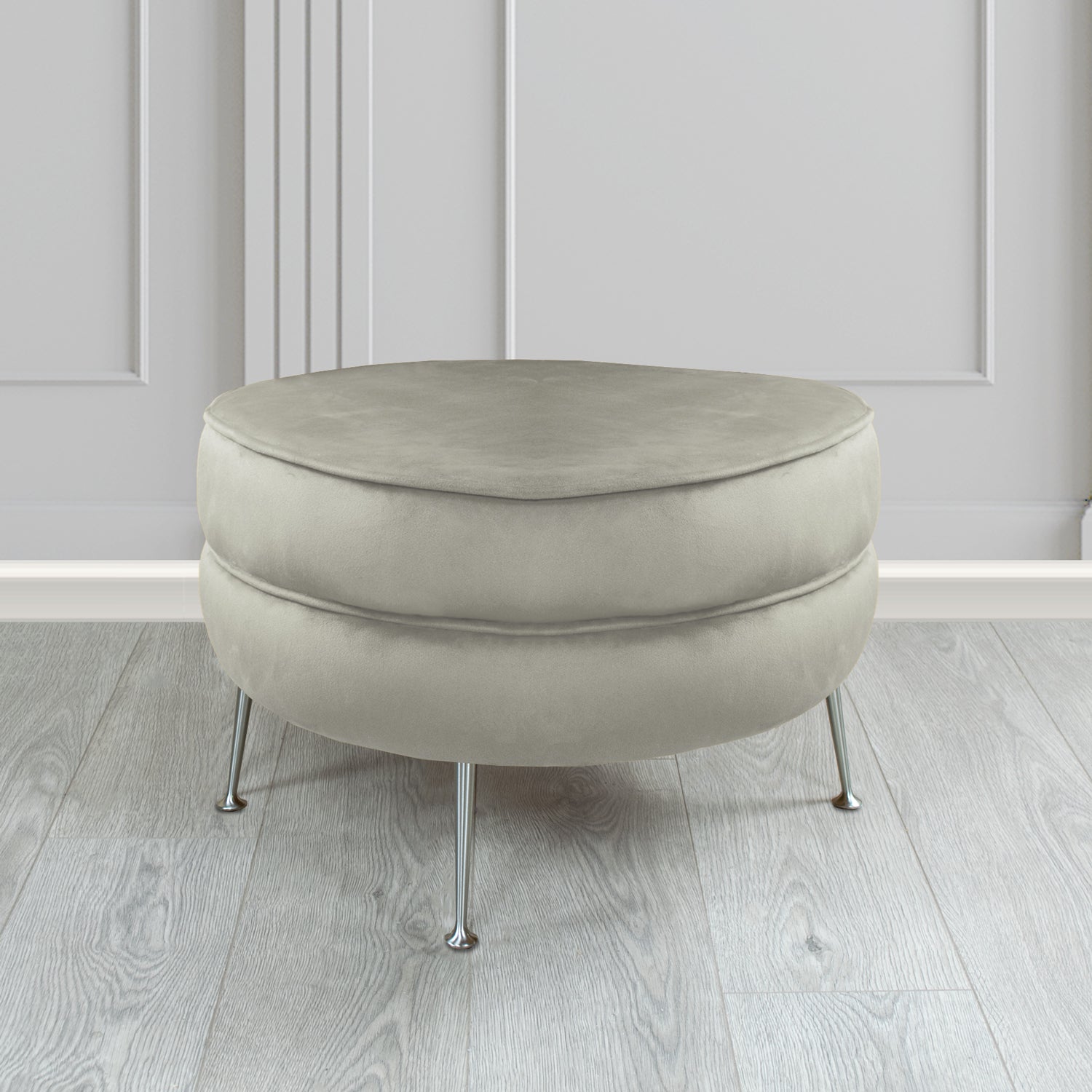 Olivia Footstool in Cristina Marrone Sapore Crib 5 Velvet Fabric
