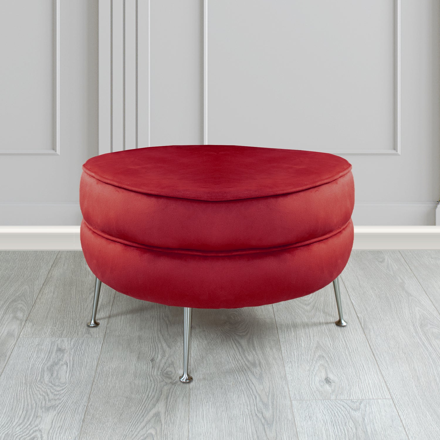 Olivia Footstool in Cristina Marrone Sapore Crib 5 Velvet Fabric