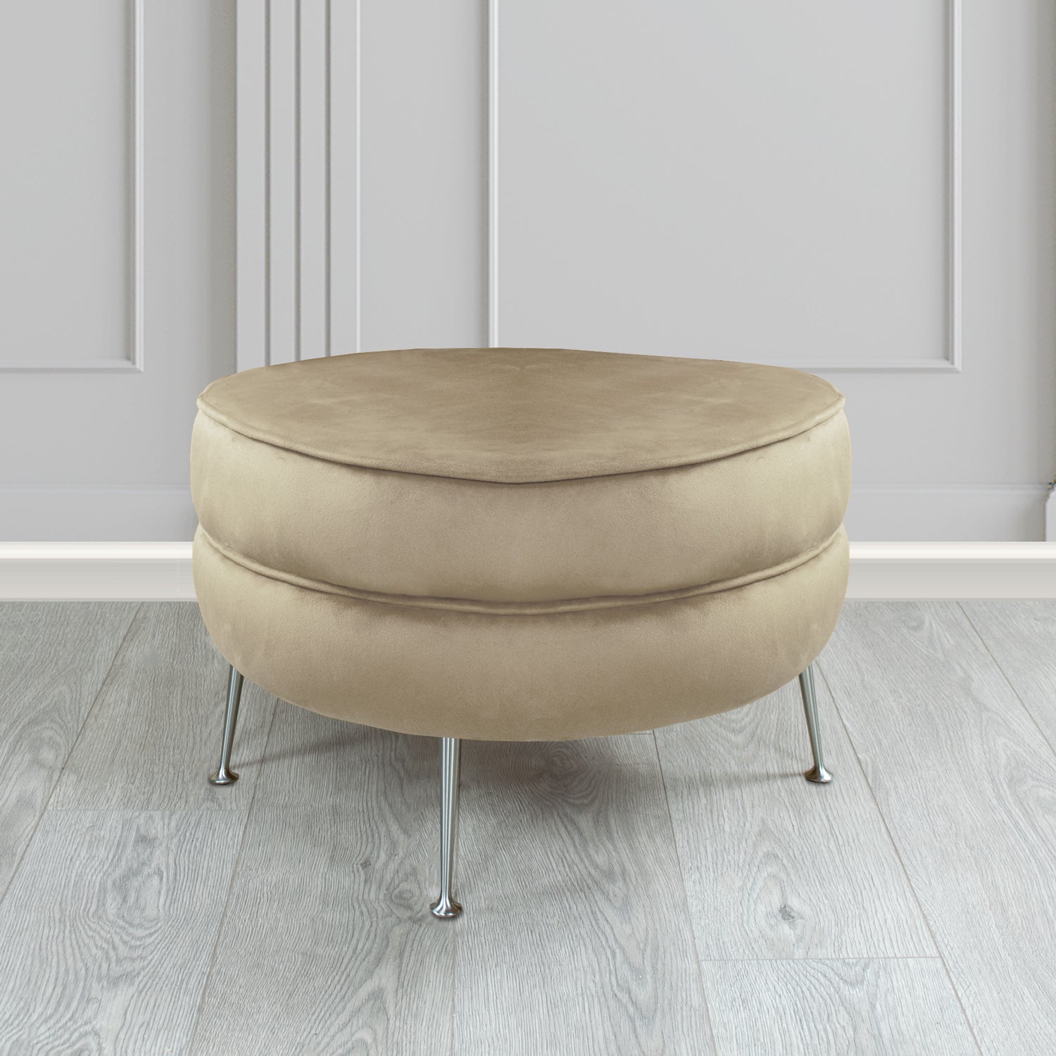Olivia Footstool in Cristina Marrone Sapore Crib 5 Velvet Fabric