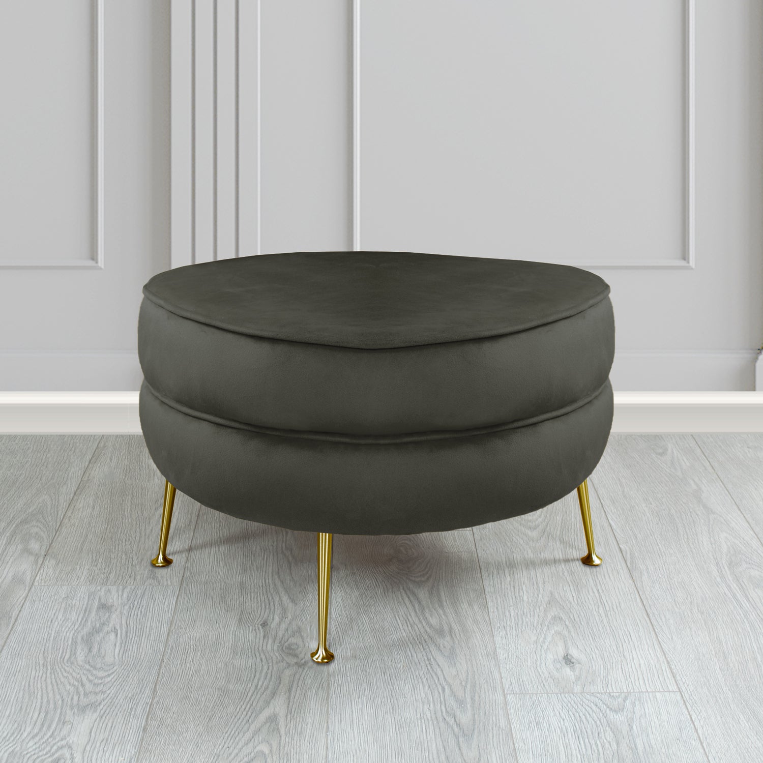 Olivia Footstool in Cristina Marrone Sapore Crib 5 Velvet Fabric
