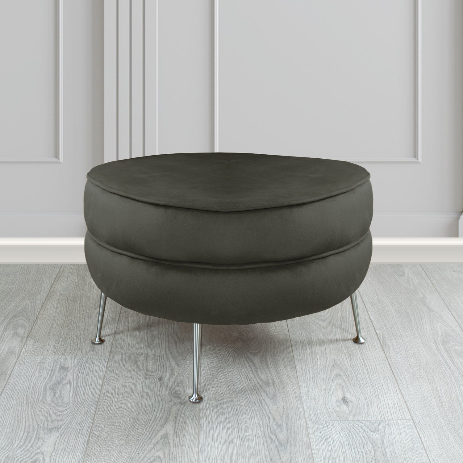Olivia Footstool in Cristina Marrone Sapore Crib 5 Velvet Fabric