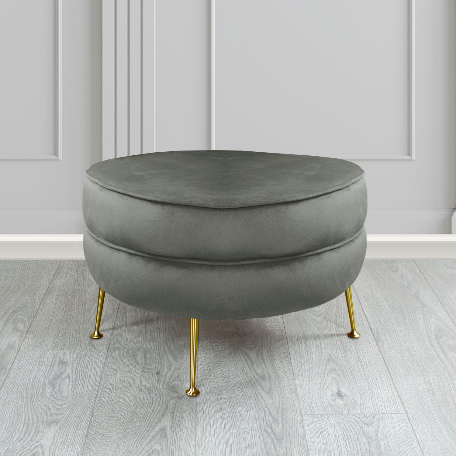Olivia Footstool in Cristina Marrone Sapore Crib 5 Velvet Fabric
