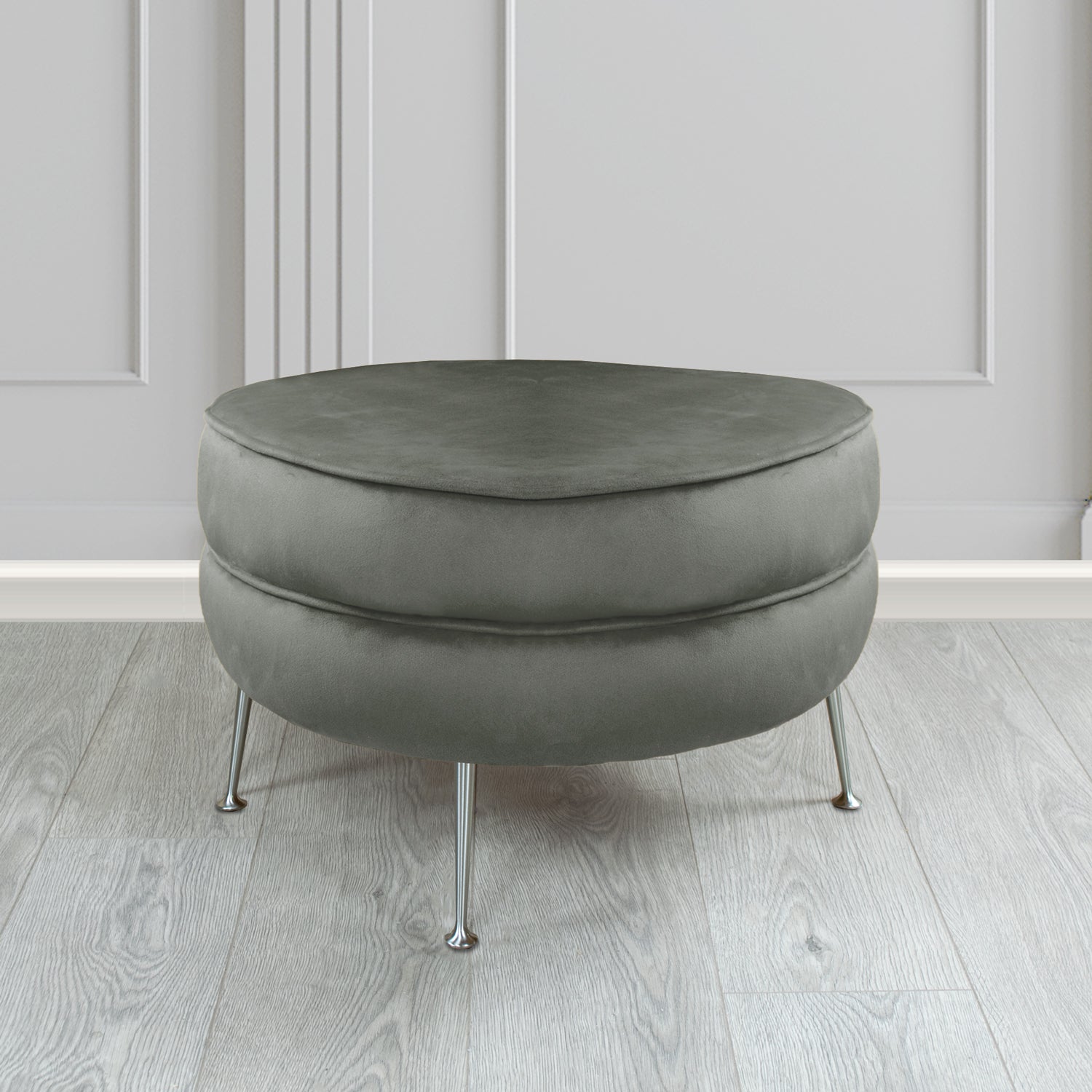Olivia Footstool in Cristina Marrone Sapore Crib 5 Velvet Fabric