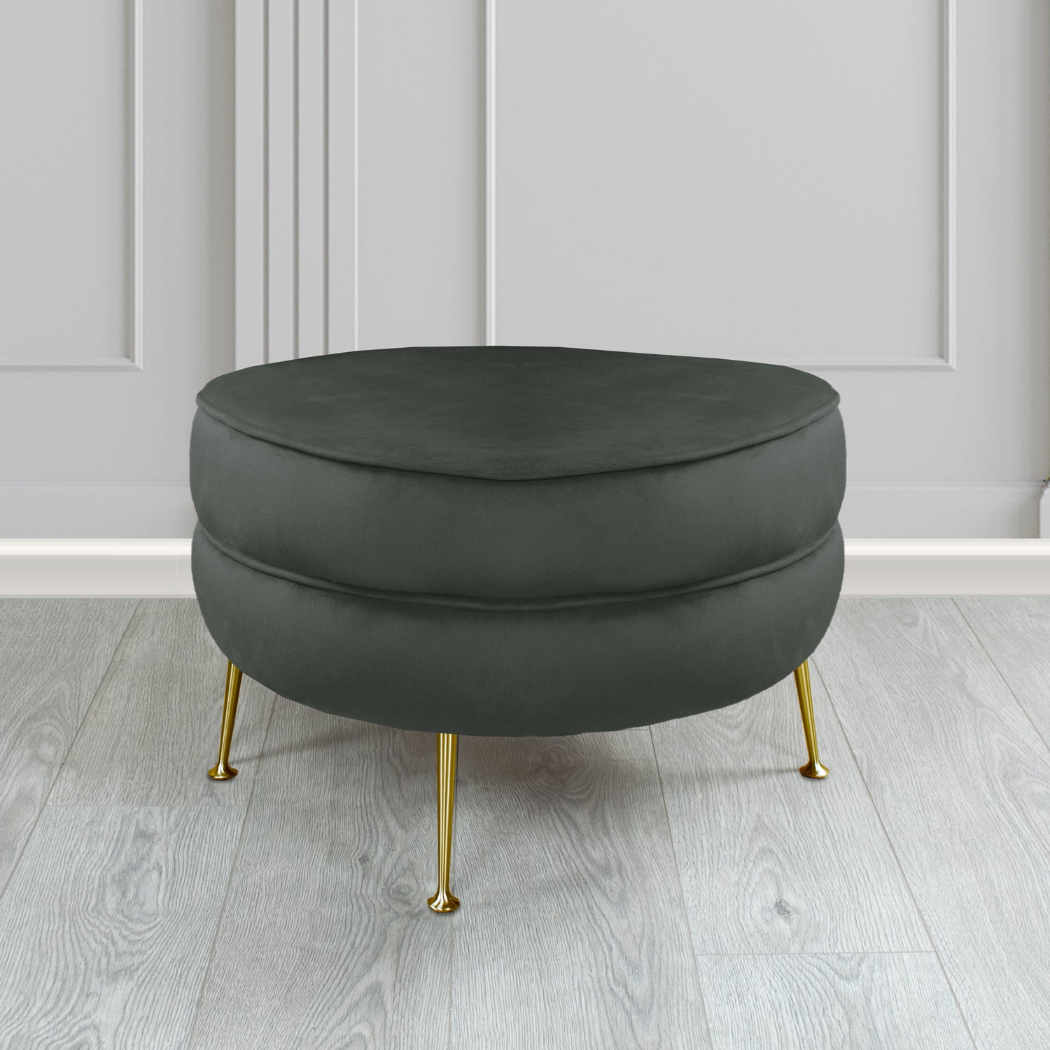 Olivia Footstool in Cristina Marrone Sapore Crib 5 Velvet Fabric