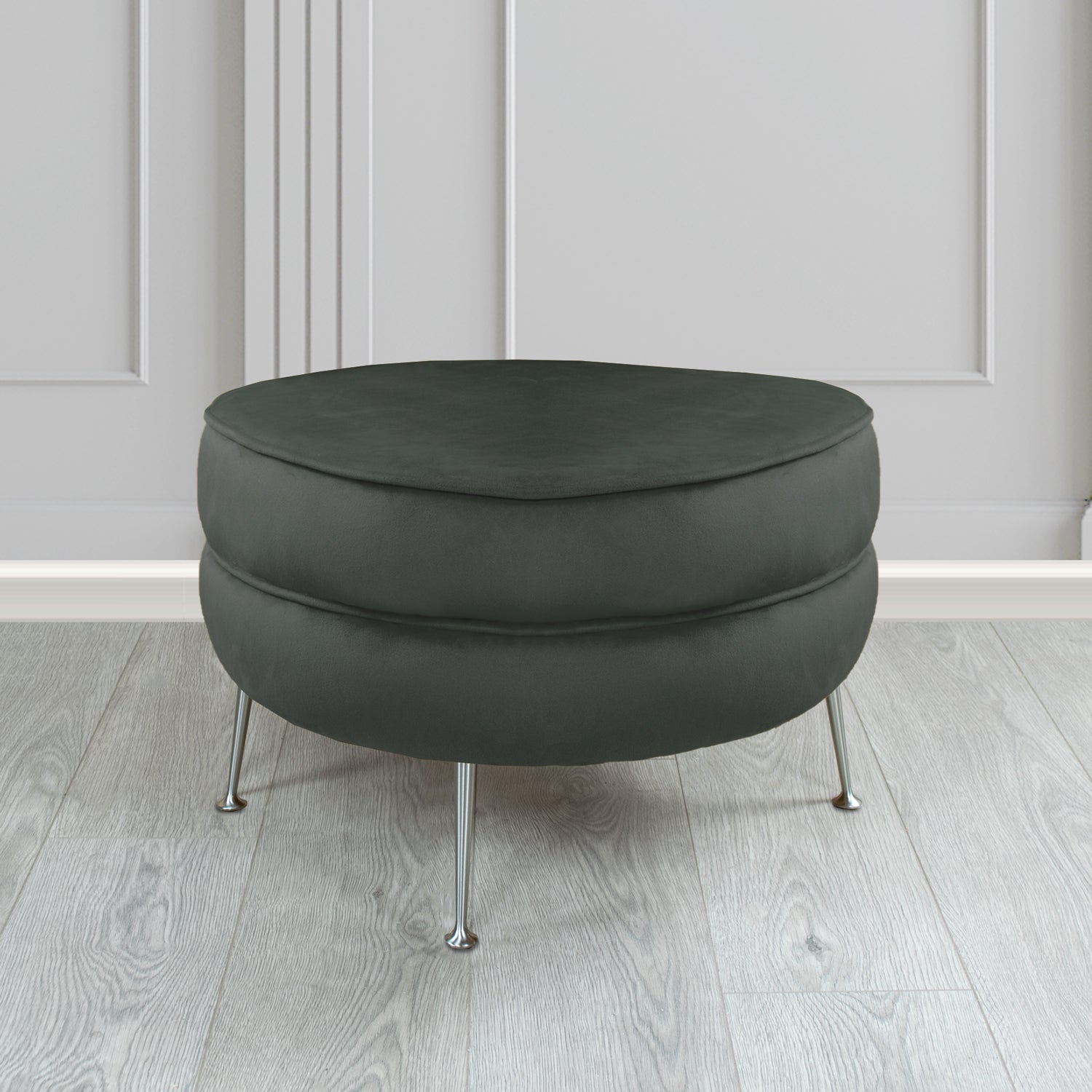 Olivia Footstool in Cristina Marrone Sapore Crib 5 Velvet Fabric