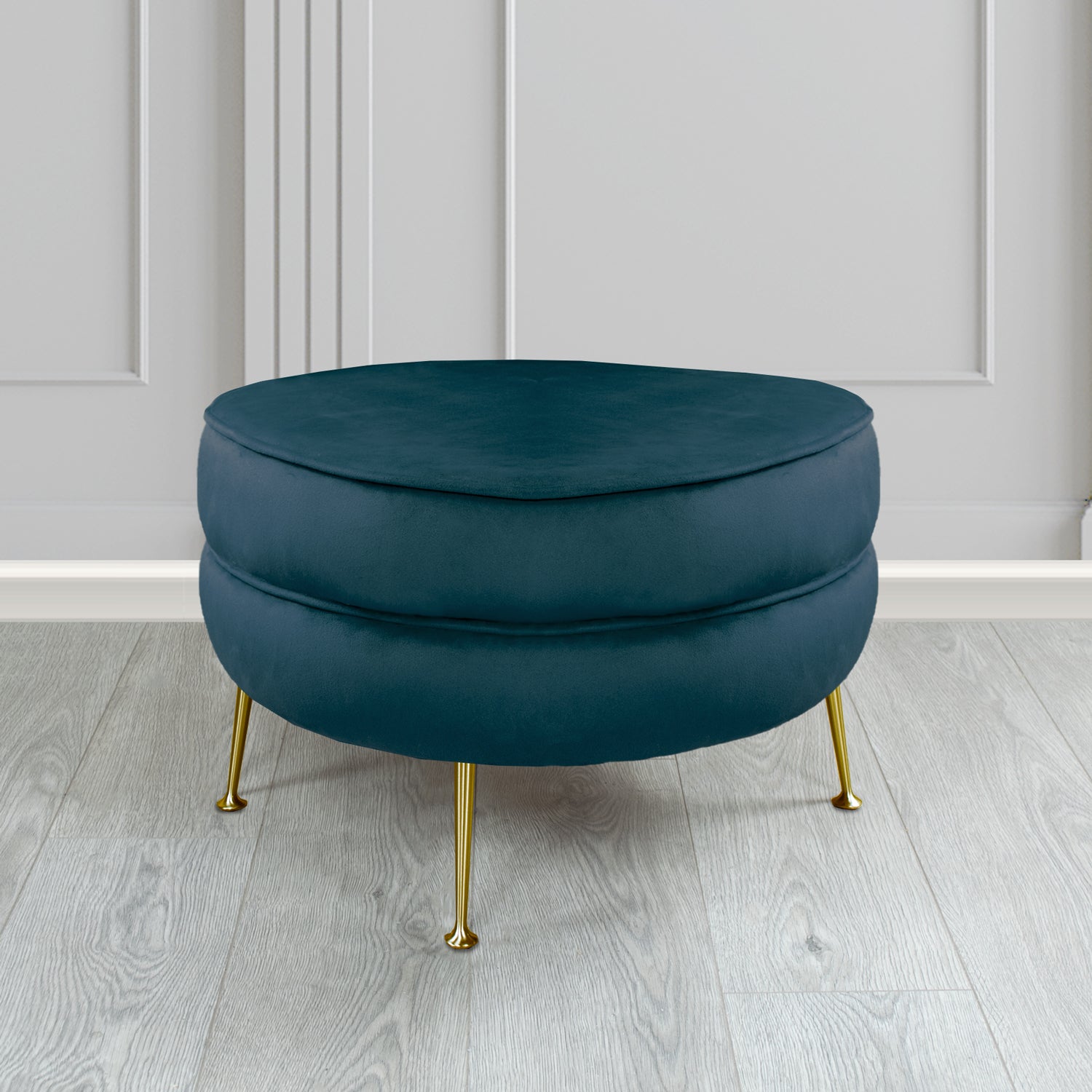 Olivia Footstool in Cristina Marrone Sapore Crib 5 Velvet Fabric