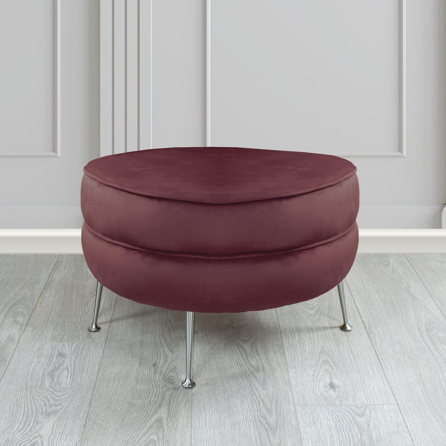 Olivia Footstool in Cristina Marrone Sapore Crib 5 Velvet Fabric